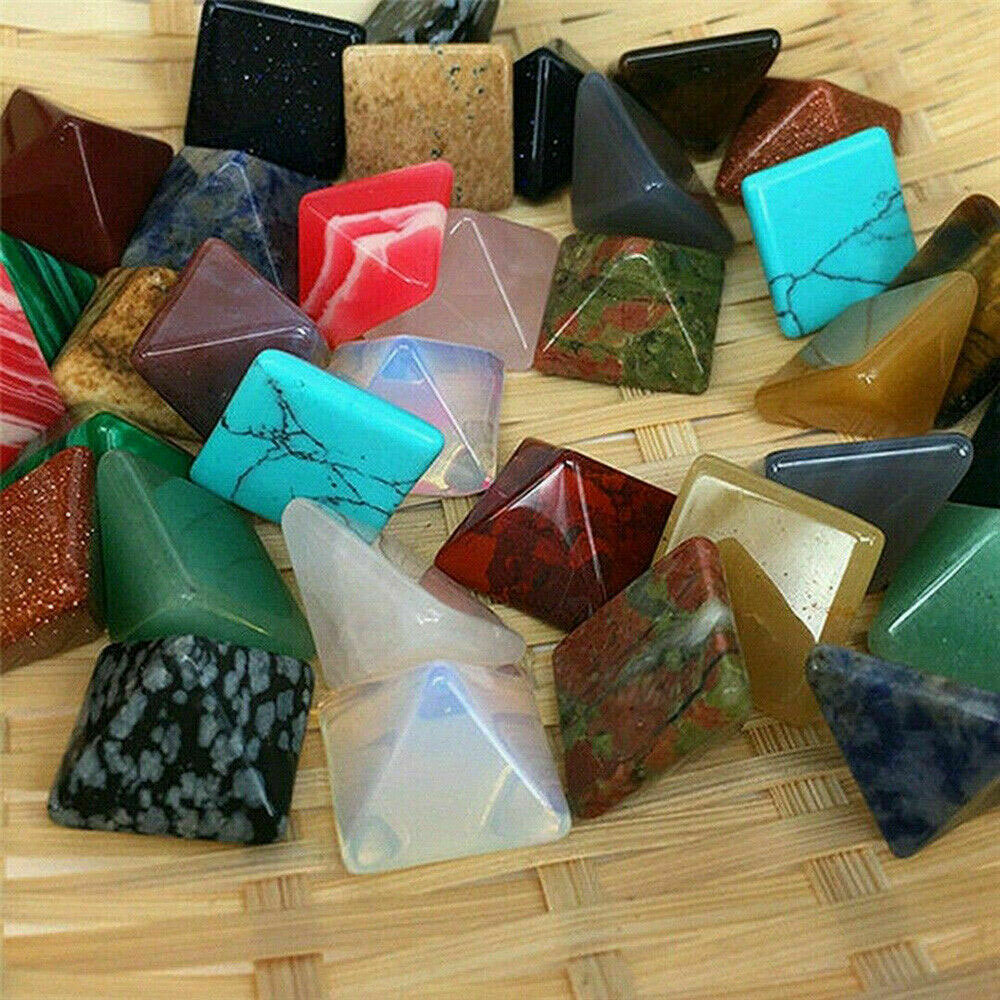 Lot 7Pc Pyramid Gemstone Natural Stone Crystal Quartz Healing Point Chakra Set
