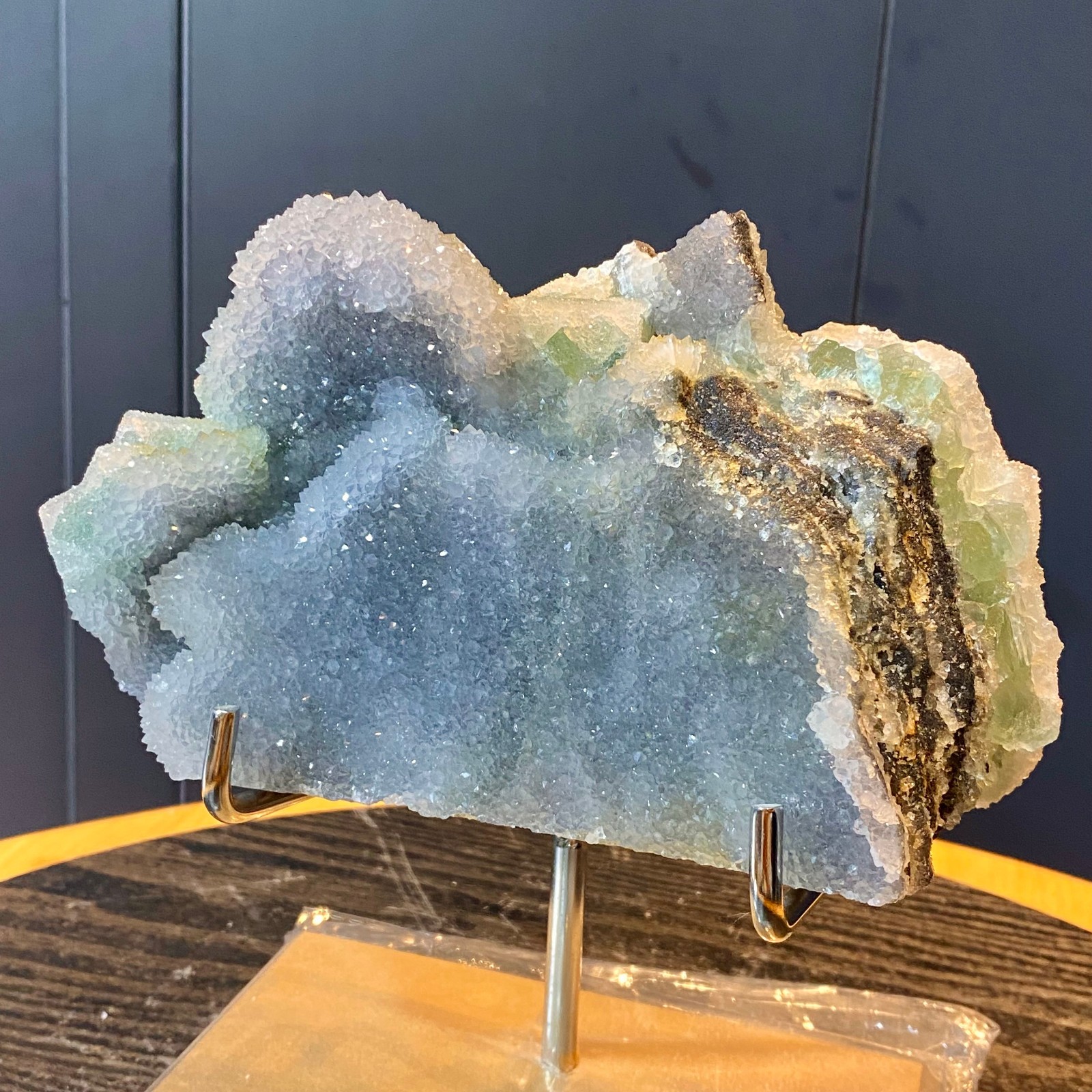 3.83LB Natural green cubic fluorite quartz crystal cluster mineral specimen
