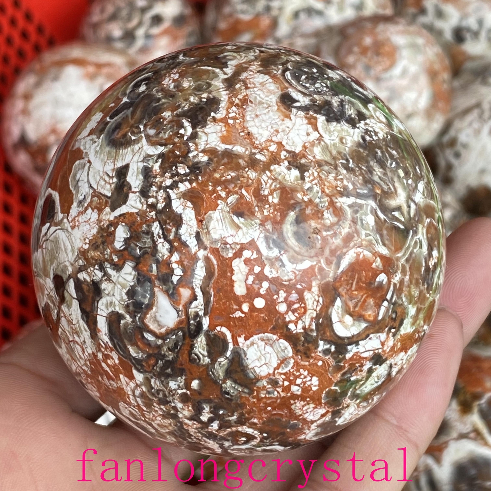 1pc Natural Mexican Agate Ball Sphere Quartz Crystal Mineral Reike Healing 50mm+