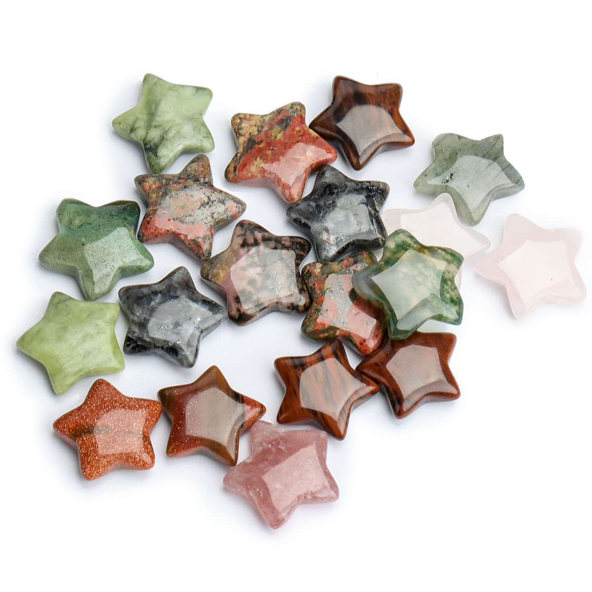 UP TO 50PC Colorful Stars Hearts Natural Stones Reiki Healing crystal home decor
