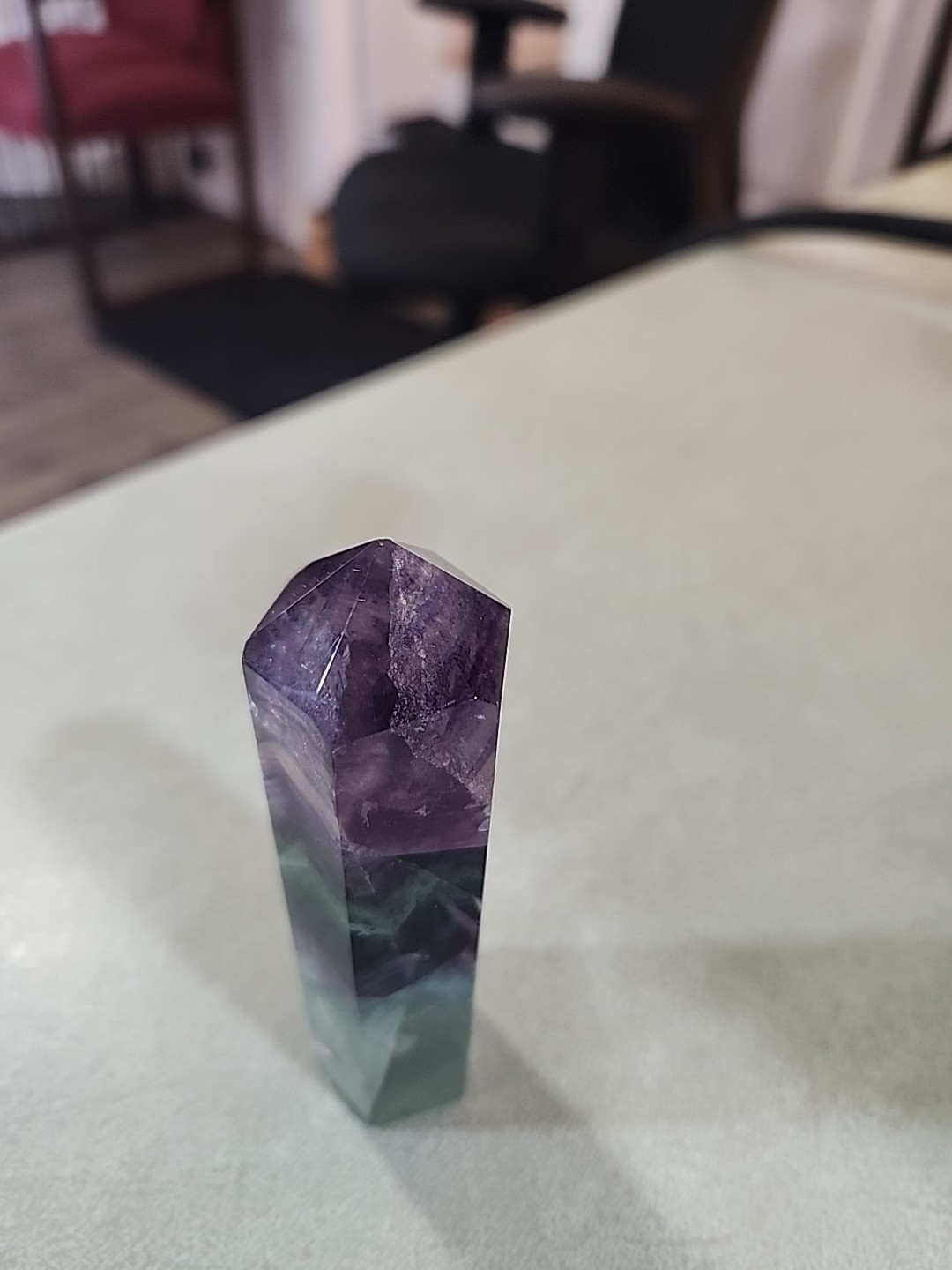 8 oz 4.25 in. Natural rainbow fluorite quartz Crystal obelisk Point Healing Wand