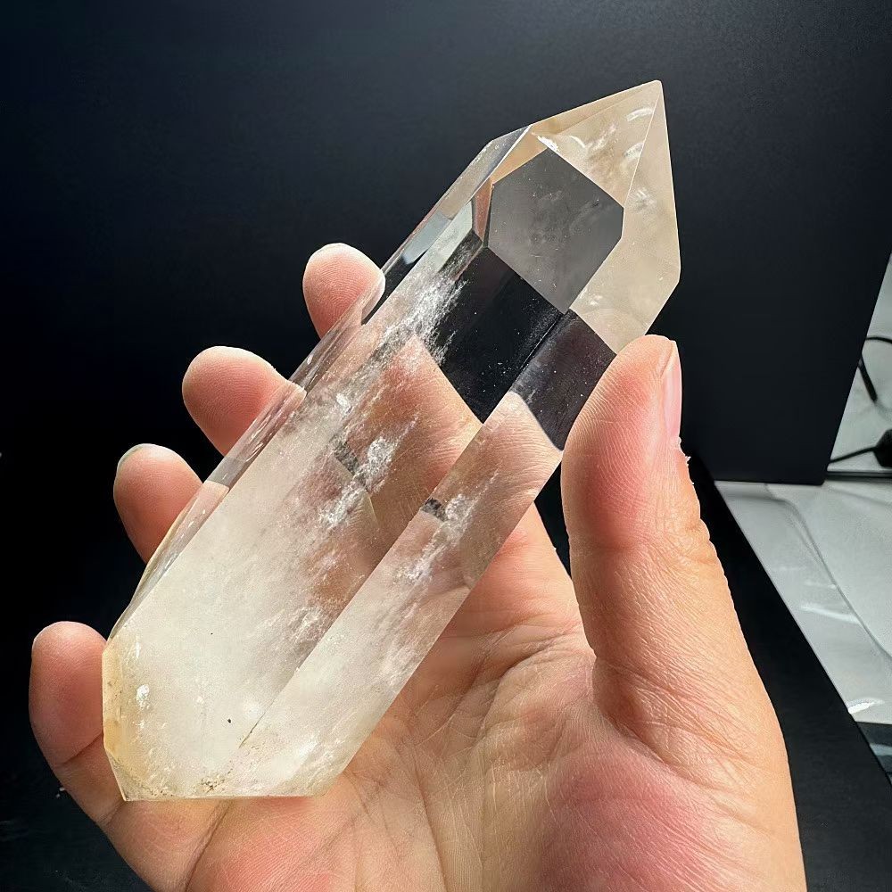 600g Natural White crystal Quartz Obelisk Energy Tower Point Reiki Decor+Stand