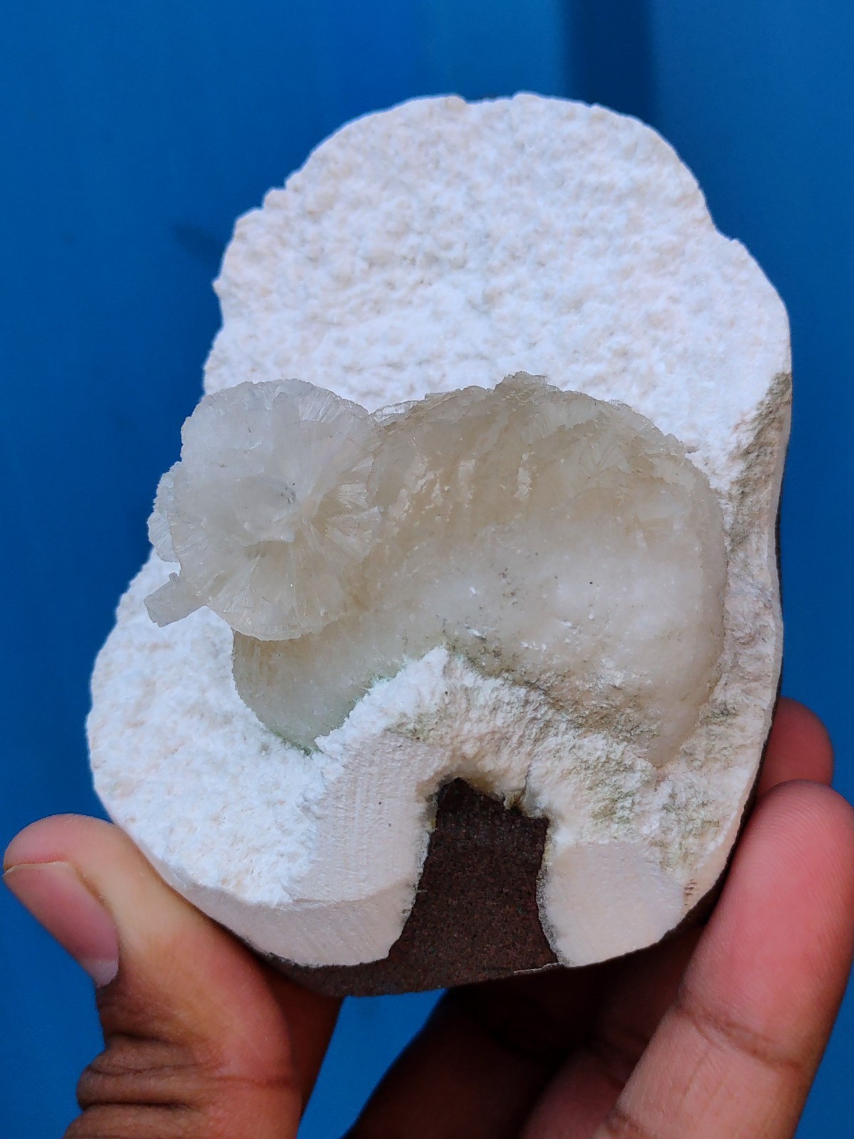 Yellow Sterlite Ball on Okenite Natural mineral specimen