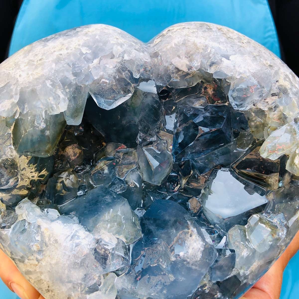11.5LB Natural Egg Shape Blue Crystal Geode Healing Stone Mineral Specimen