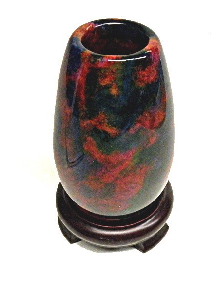 Seven Colors Jade Vase with Wooden Base Natural Stone Polished 3″ x 5″