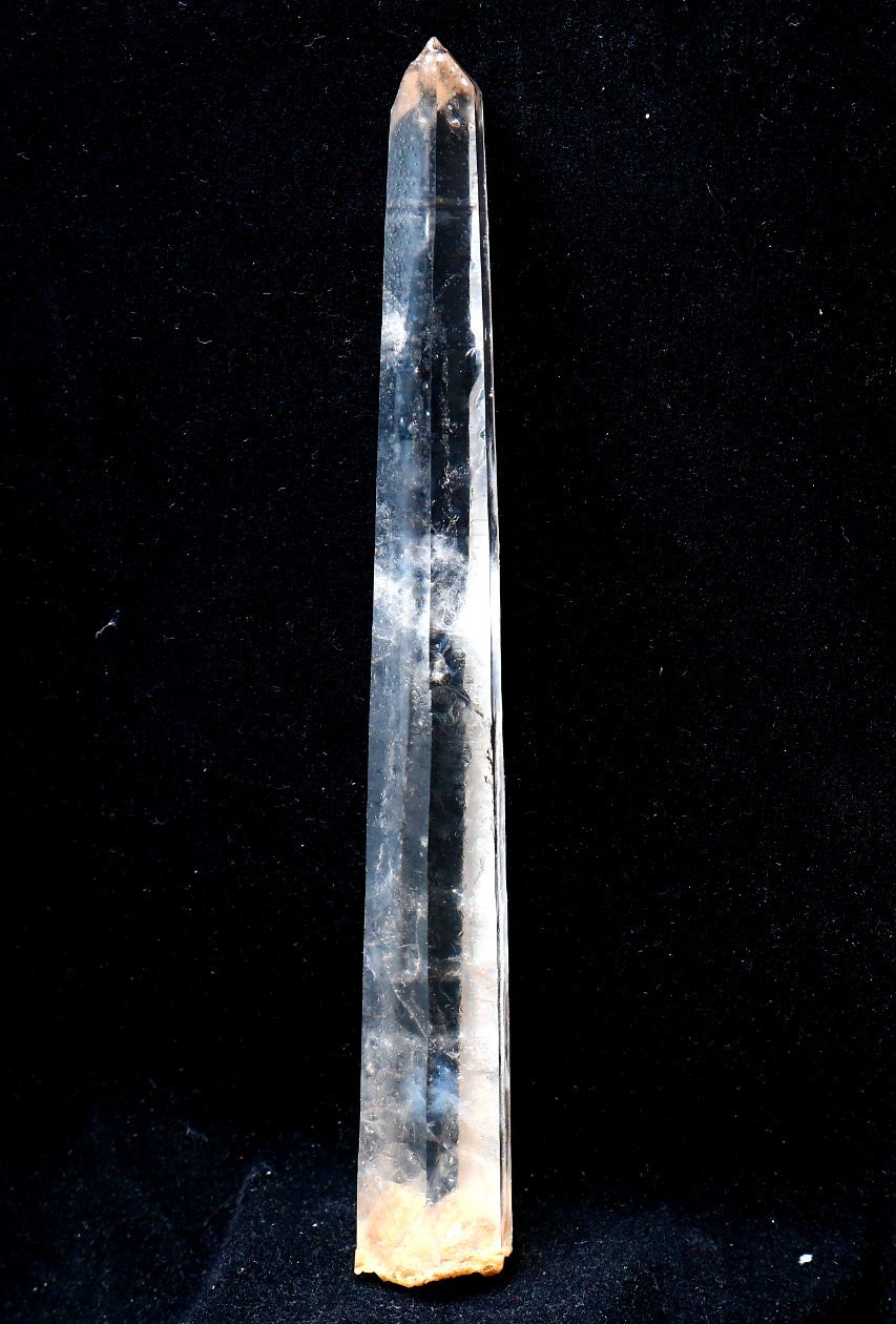 Natural transparent “blue needle pyramid” crystal iron ore mineral specimen