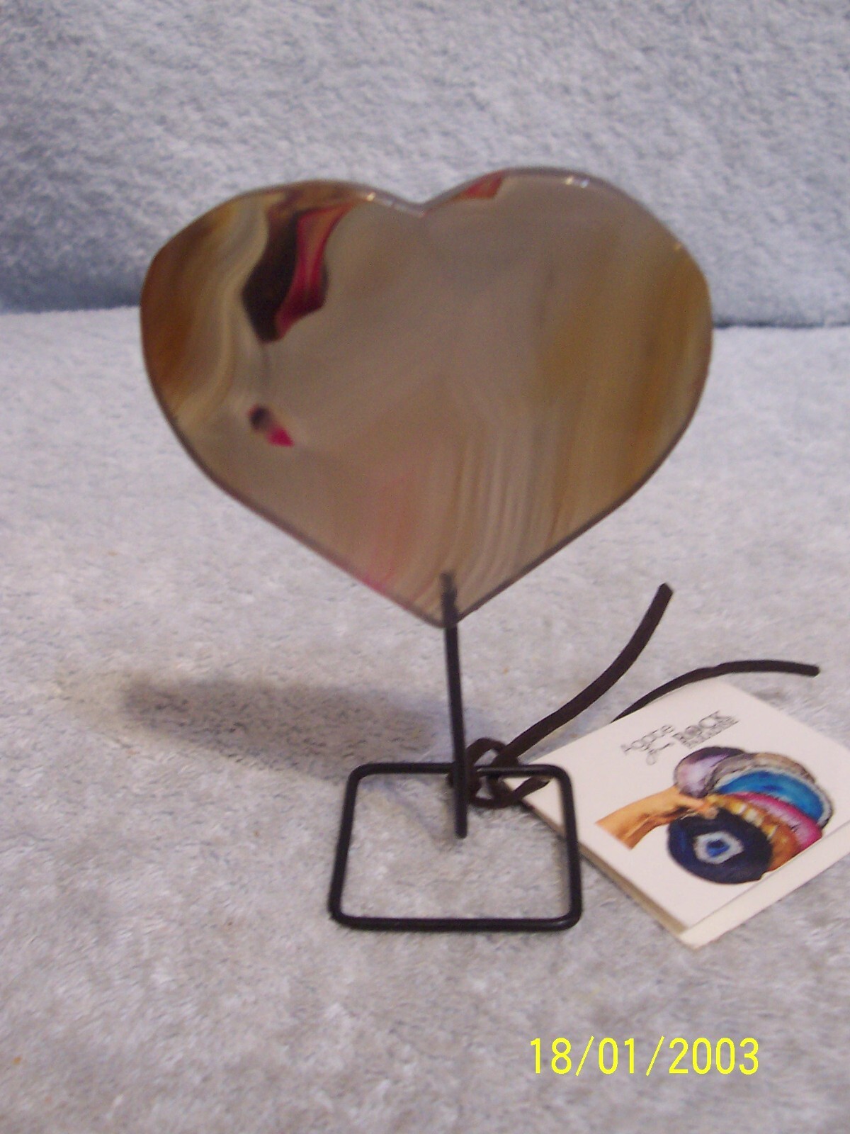 Rock Paradise Agate Heart On Stand 4.25″ Tall No Box See Description