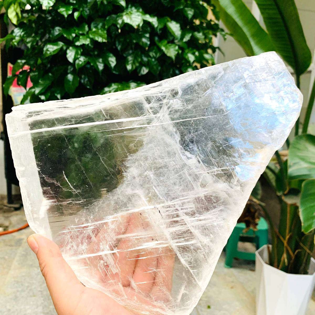3.59LB Natural Clear Transparent Selenite Slab Gypsum Crystal Mineral Specimen