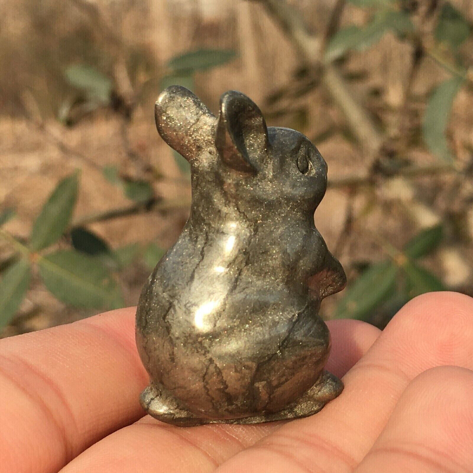 1pc Natural chalcopyrite Quartz carved crystal rabbit skull reiki healing random