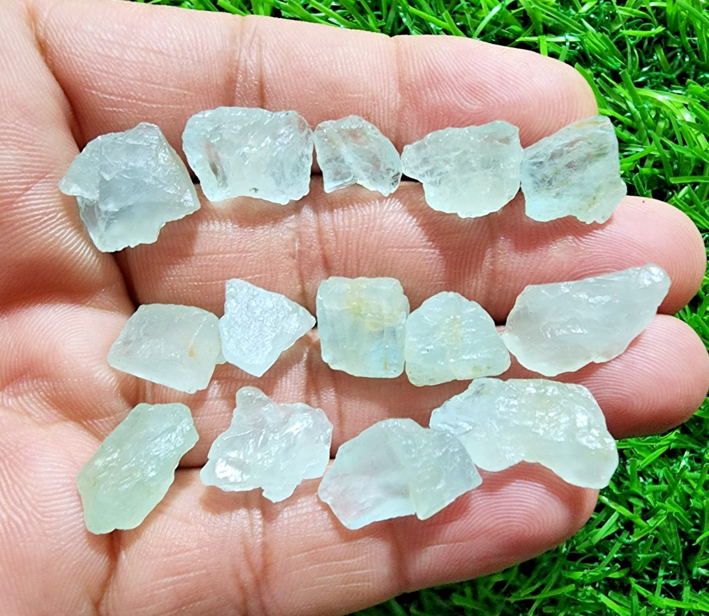 14 Pcs Blue Aquamarine Gemstone Rough Lot 10-19 mm Aquamarine Rough Stone Bulk