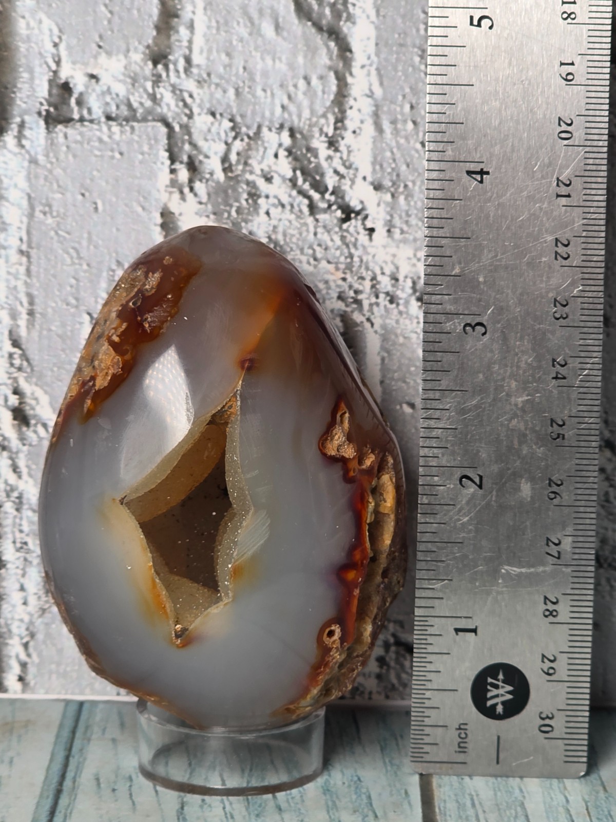 ✨ Druzy Cave Agate Egg – Natural Crystal Inclusions – Polished Stone ✨
