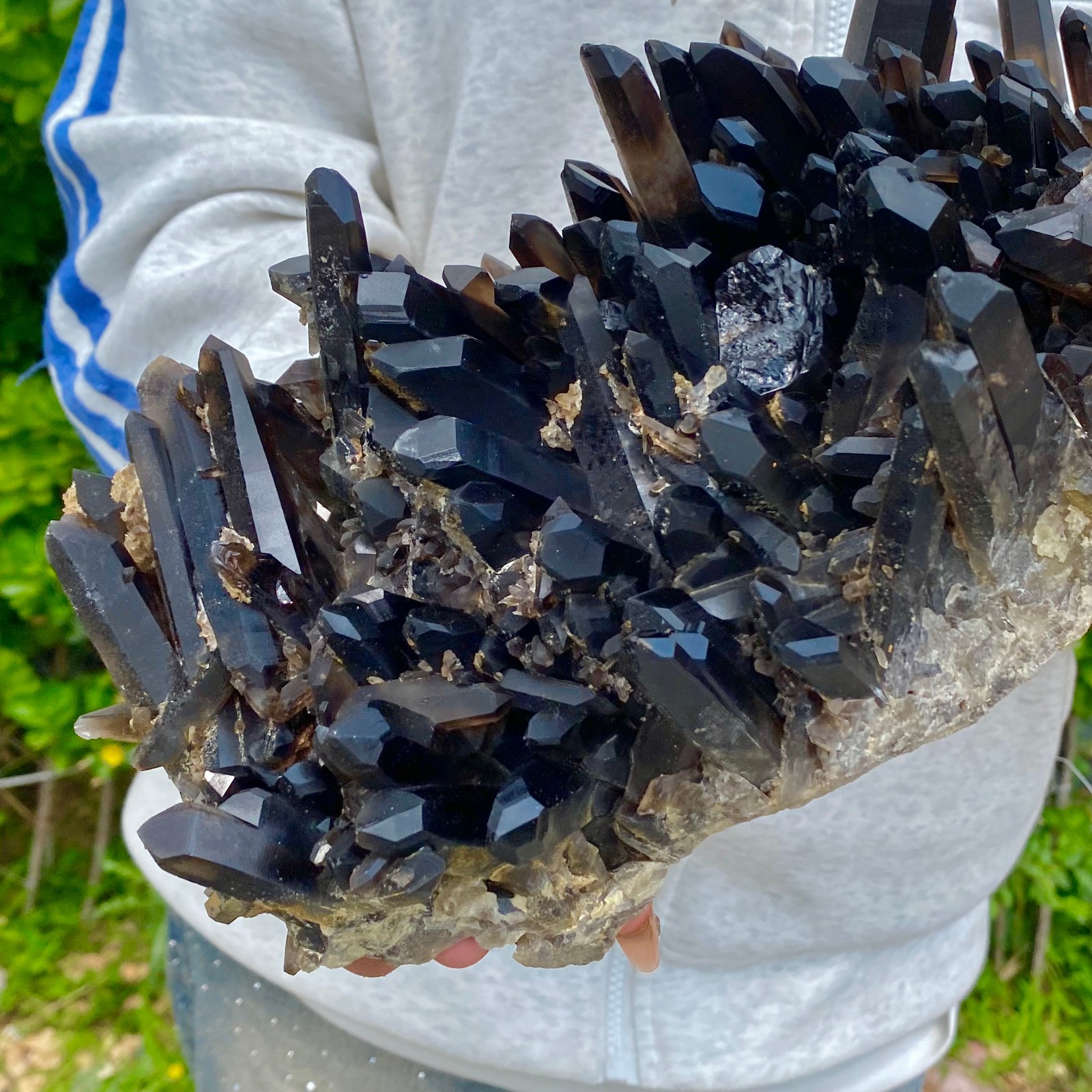 12.7LB Natural Black Smoke Color Quartz Cluster Crystal Specimens Mineral Heali