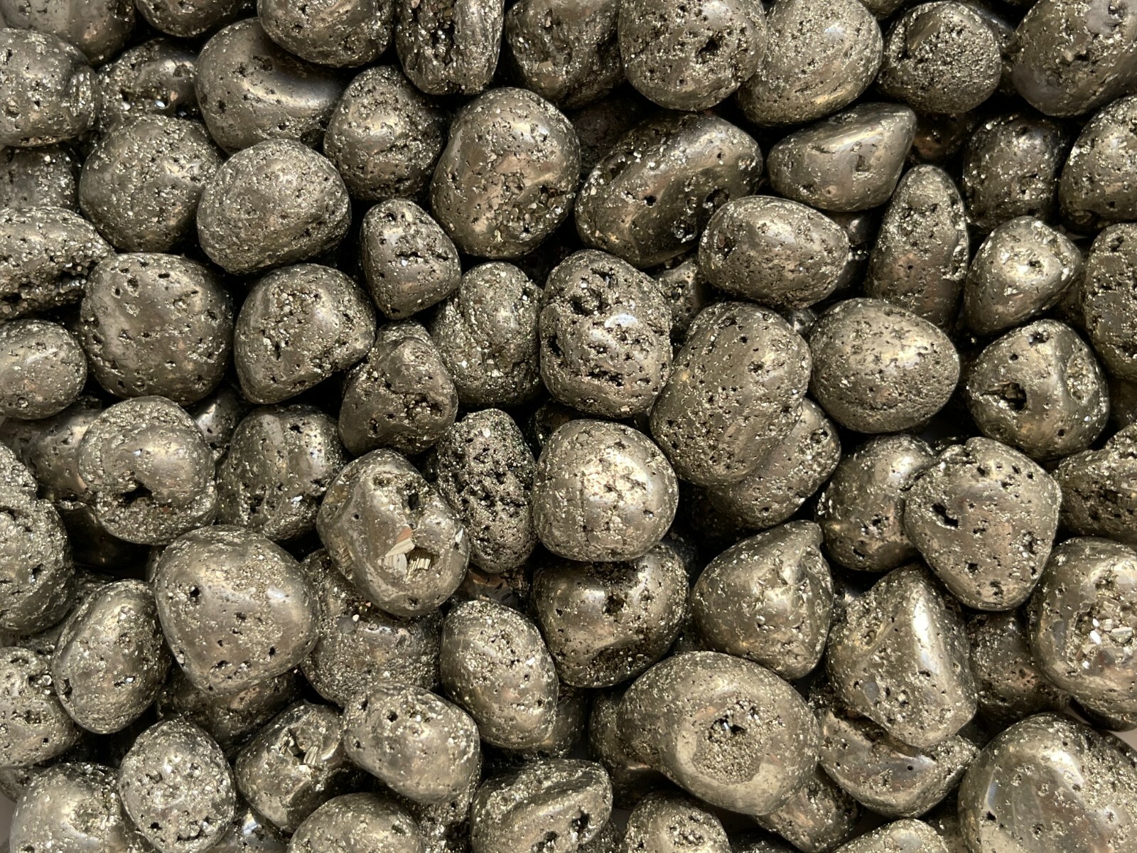 Grade A++ PyriteTumbled Stones, 0.75-1 Inch Pyrite Crystal, Wholesale Bulk Lot