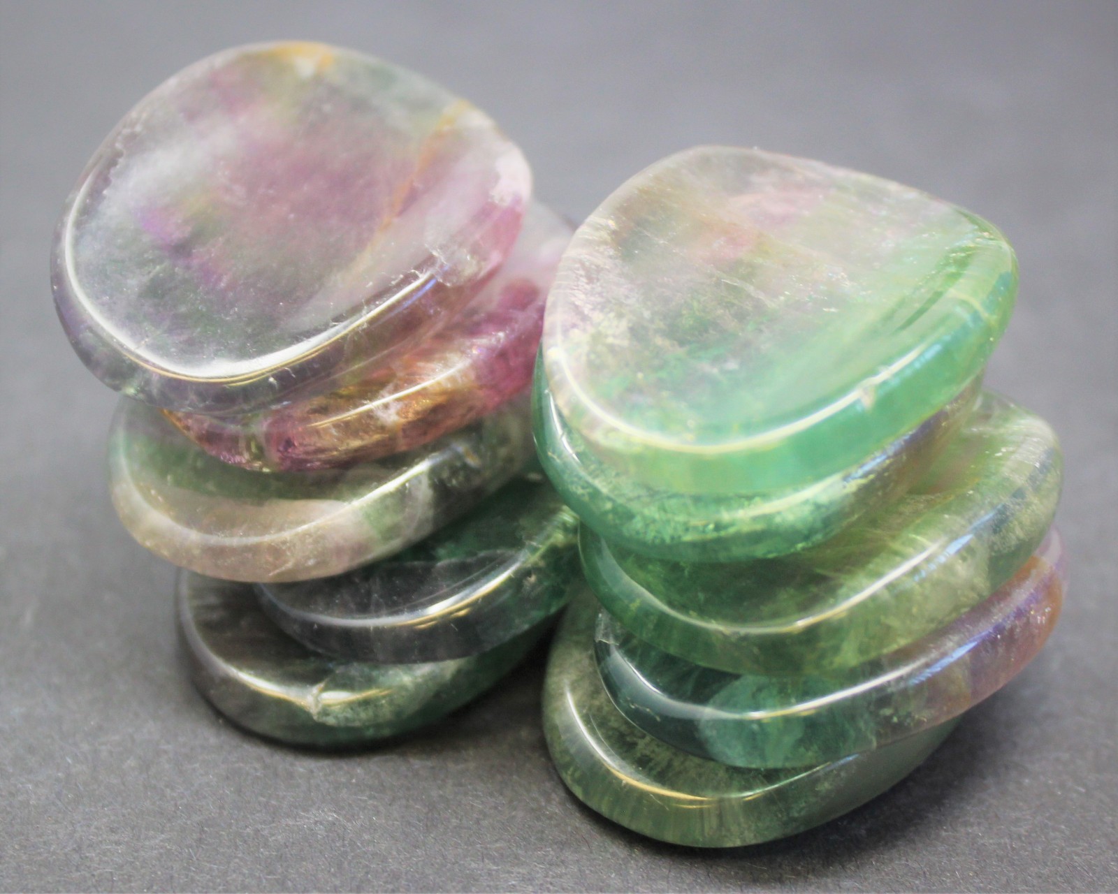 Fluorite Worry Stone (Fluorite Palm Stone, Smooth Polished Fluorite Crystal)