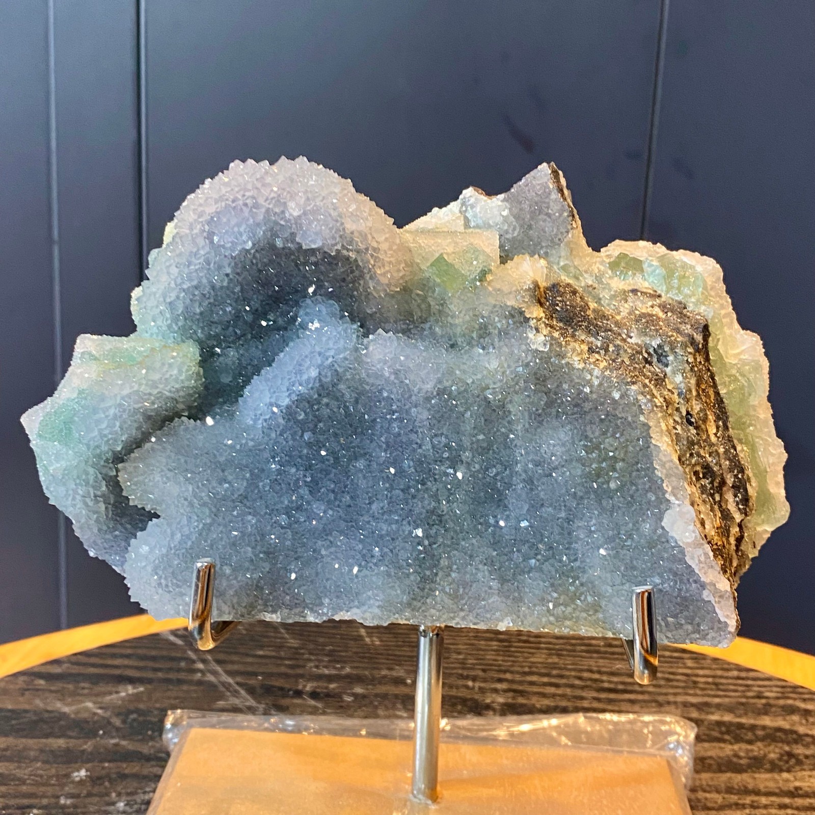 3.83LB Natural green cubic fluorite quartz crystal cluster mineral specimen