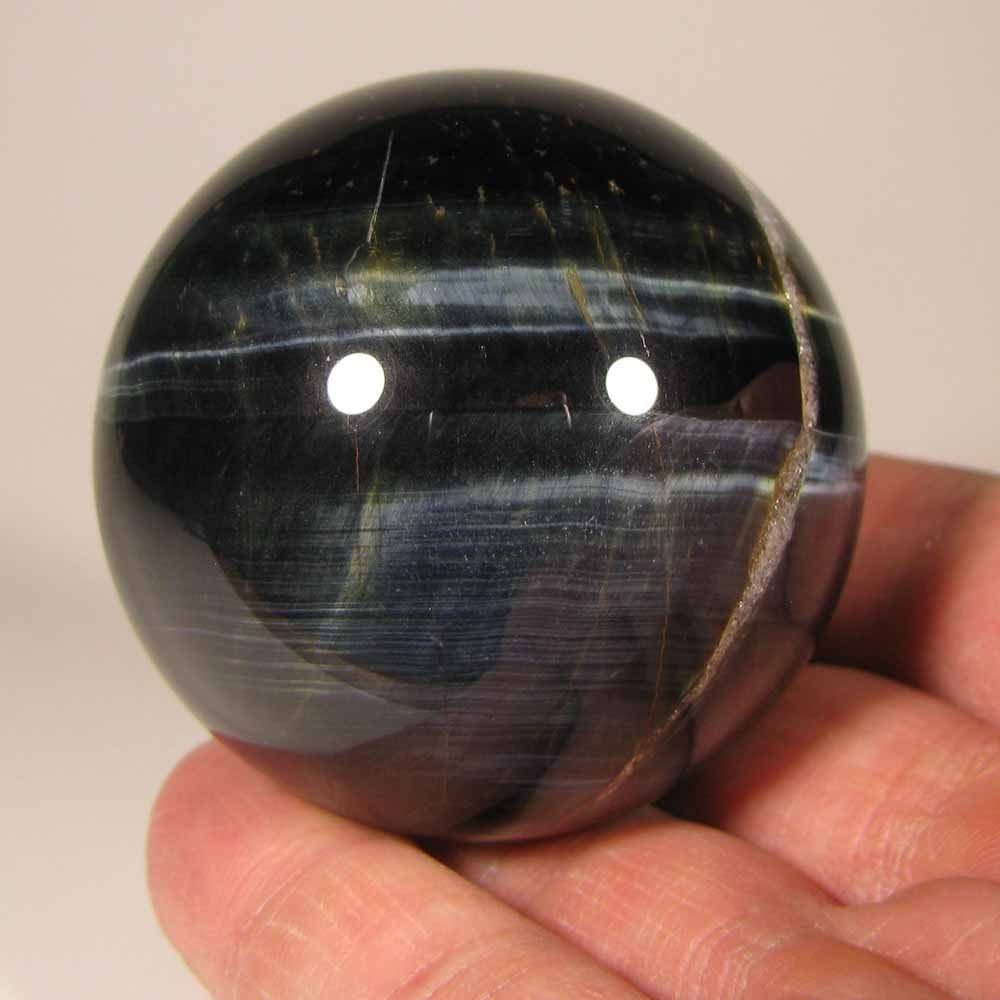 2.1″ BLUE TIGER EYE Gemstone Polished Sphere w/ Stand – South Africa – 54mm