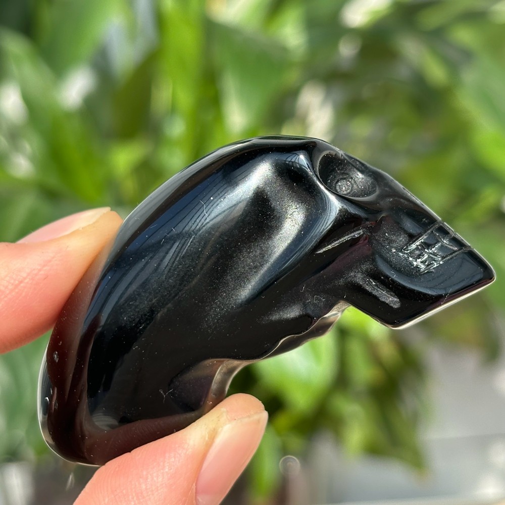 2.3″ Natural obsidian quartz alien skull hand carved crystal reiki healing 1pc