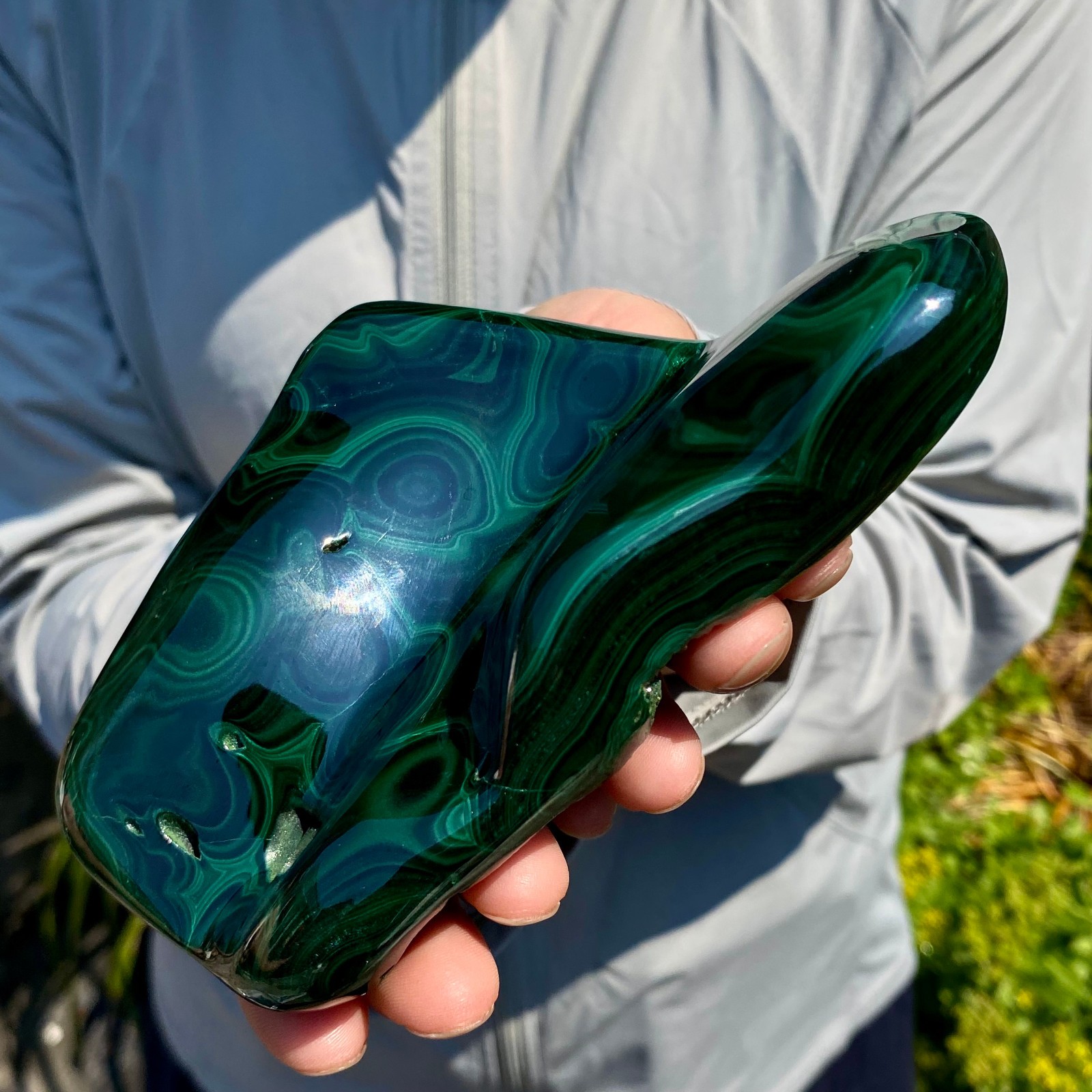 1.43LB Natural glossy Malachite transparent cluster rough mineral sample