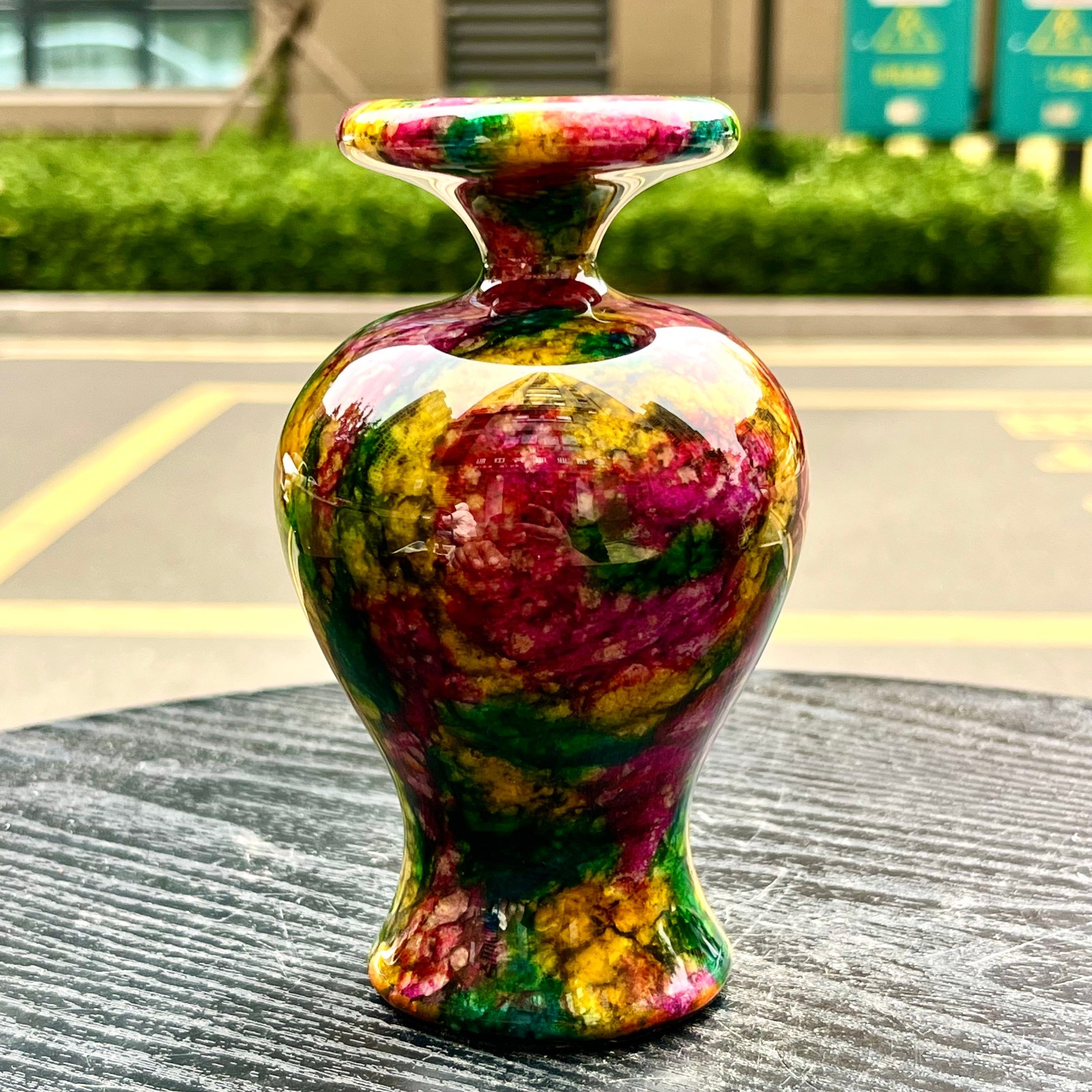 1.98LB Natural “Seven Colors Jade” vase specimen -Taiwan China