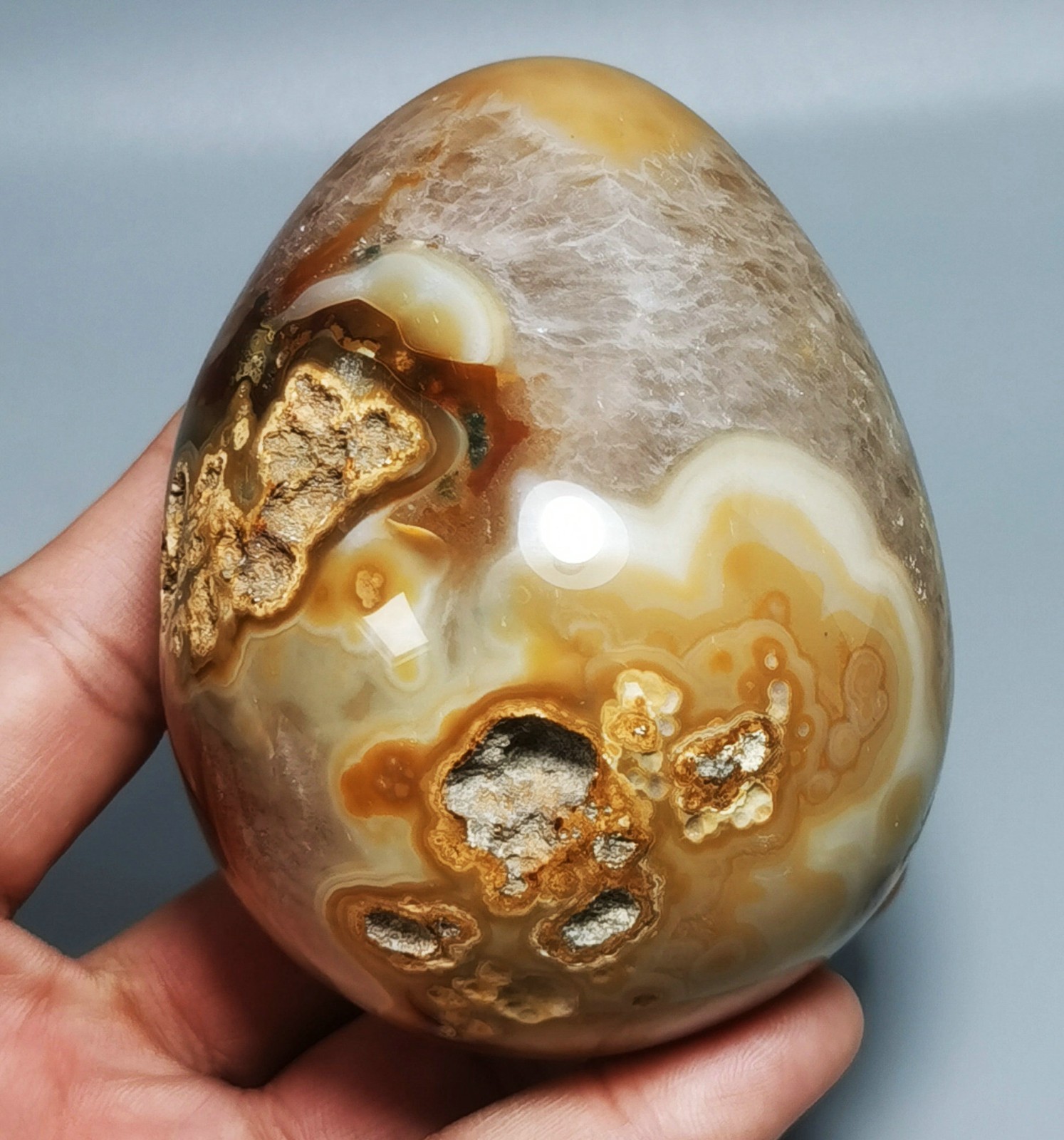 Natural BIG GEODE AGATE SPHERE EGG REIKI STONE HEALING