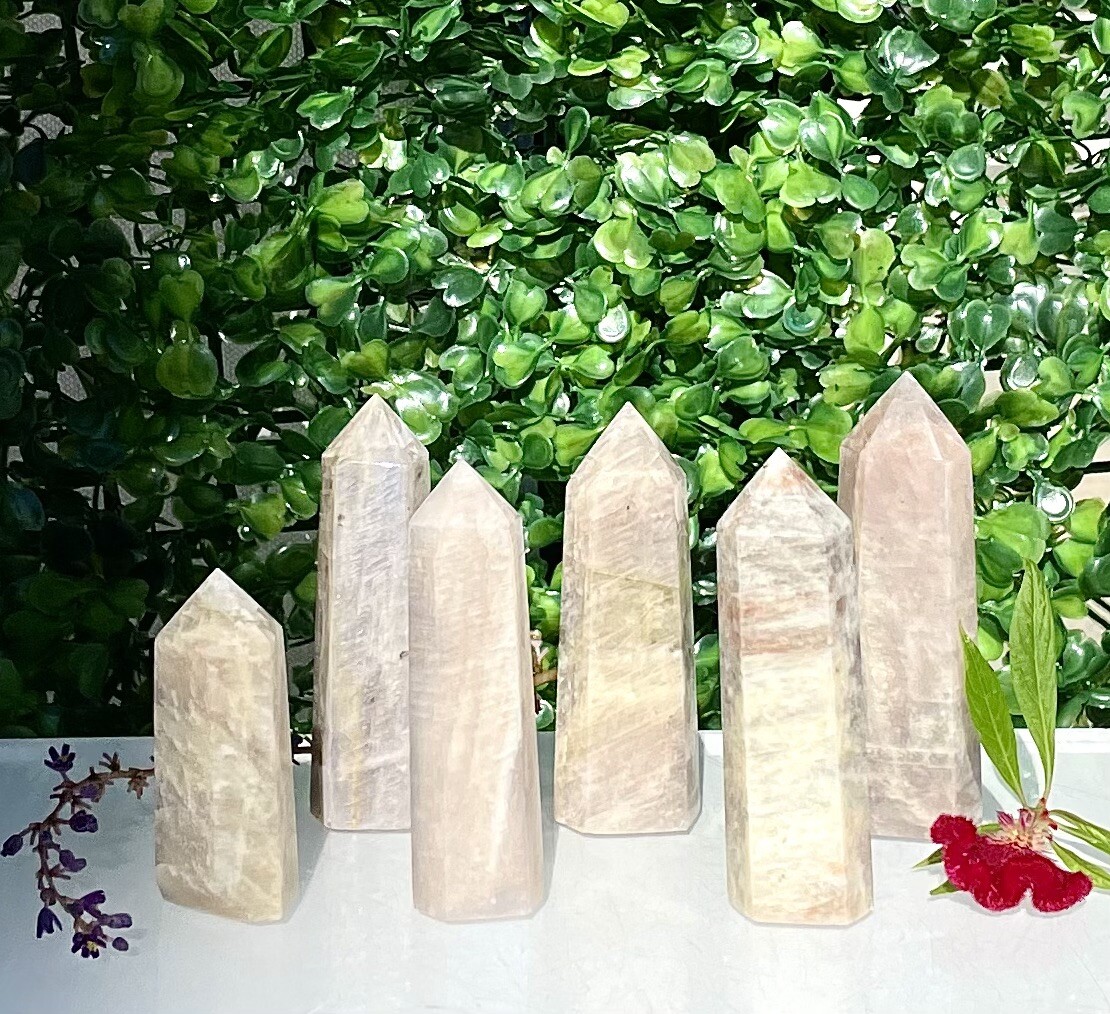 Wholesale Lot 1 Lb Natural Moonstone Obelisk Tower Point Crystal