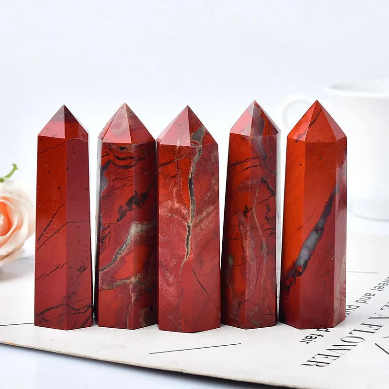 3.15″-3.54″ Natural Red Jasper Crystal Tower Healing Crystal Obelisk Energy Gift