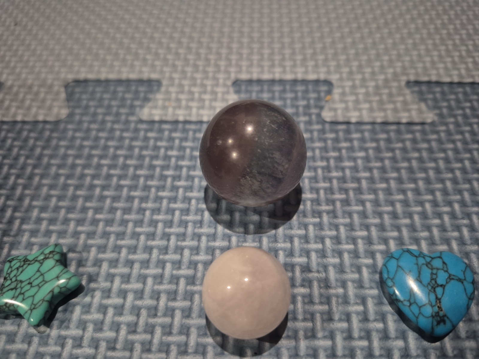 Crystals And Stones Lot C Amethyst, Turquoise, Quartz, Flourite Sphere, Hearts,