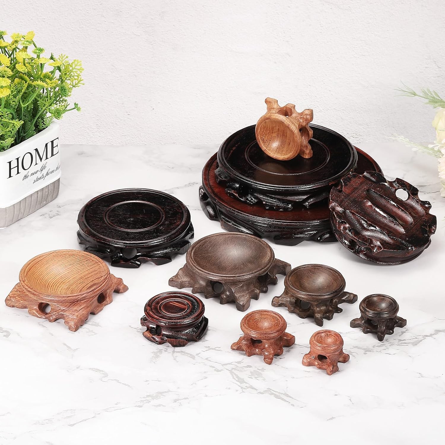 MECCANIXITY Wooden Stand Holders Displays Base 130mm Diameter Black for black