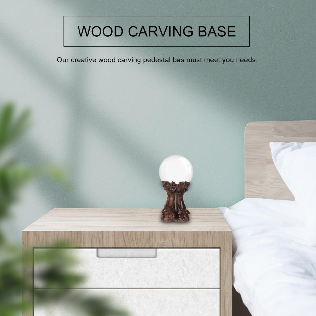 Wooden Stand for Crystal Sphere Quartz Ball Holder Wood Display Stand Base Orb E