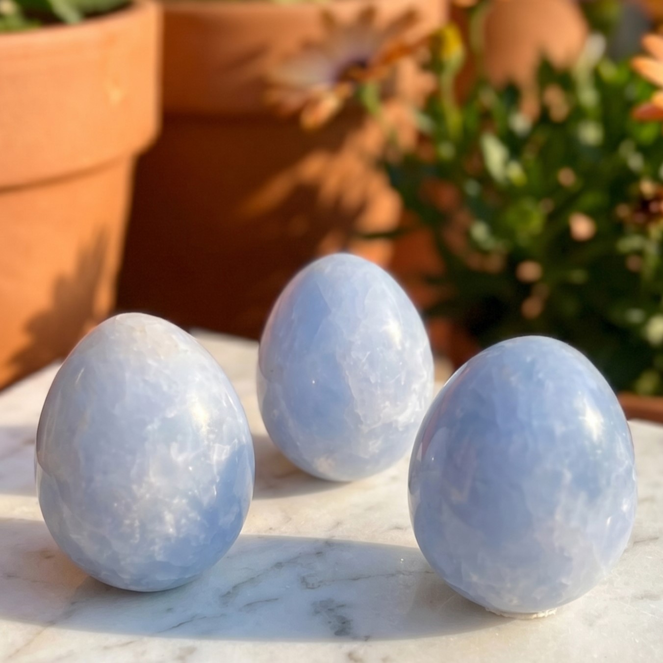 Blue Calcite Crystal Egg Carving Wholesale Gemstone Decor Supply