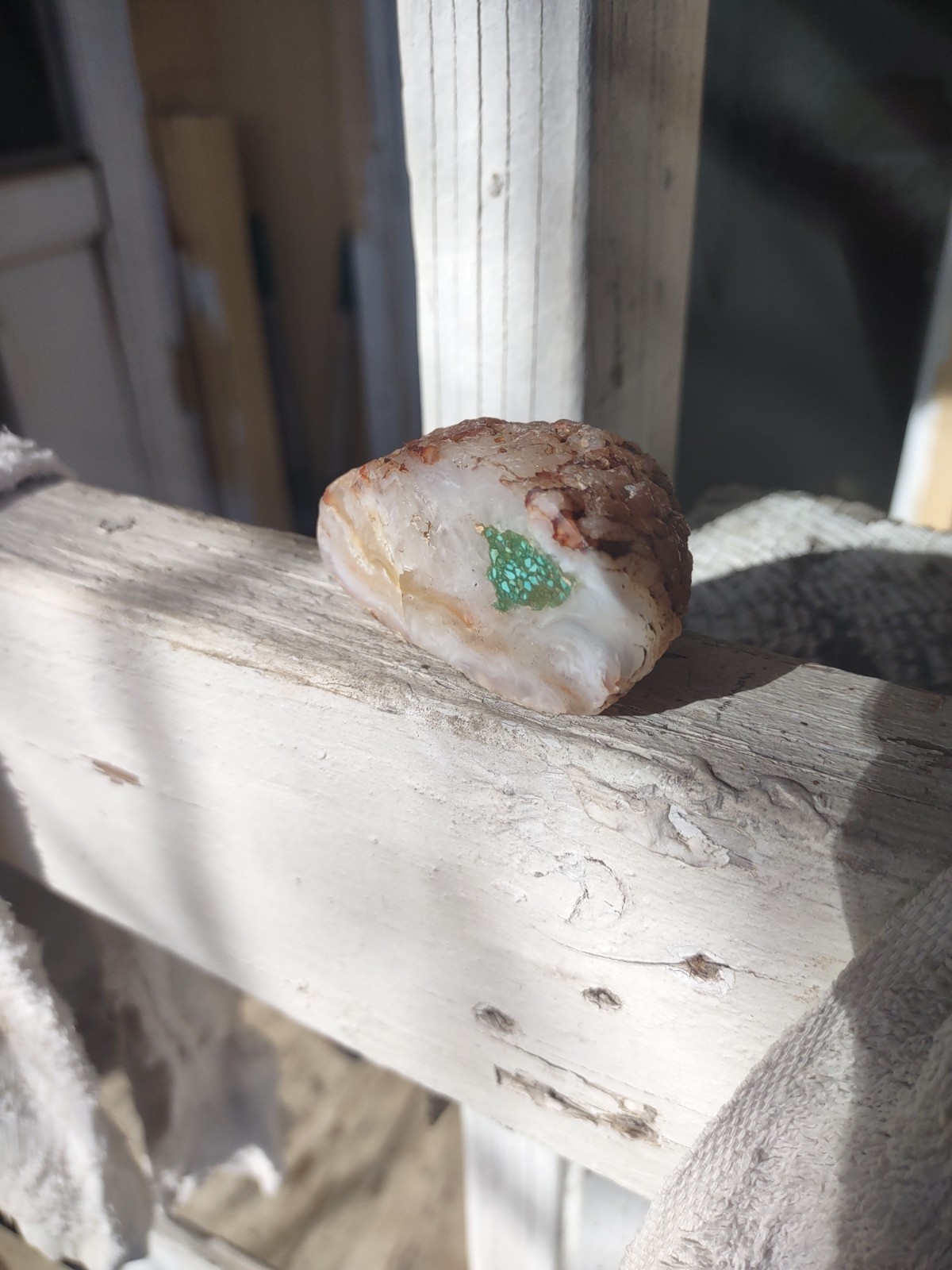 Agate With Turquoise Deposit And Small Pyrite Viens Very Rare 107.5g