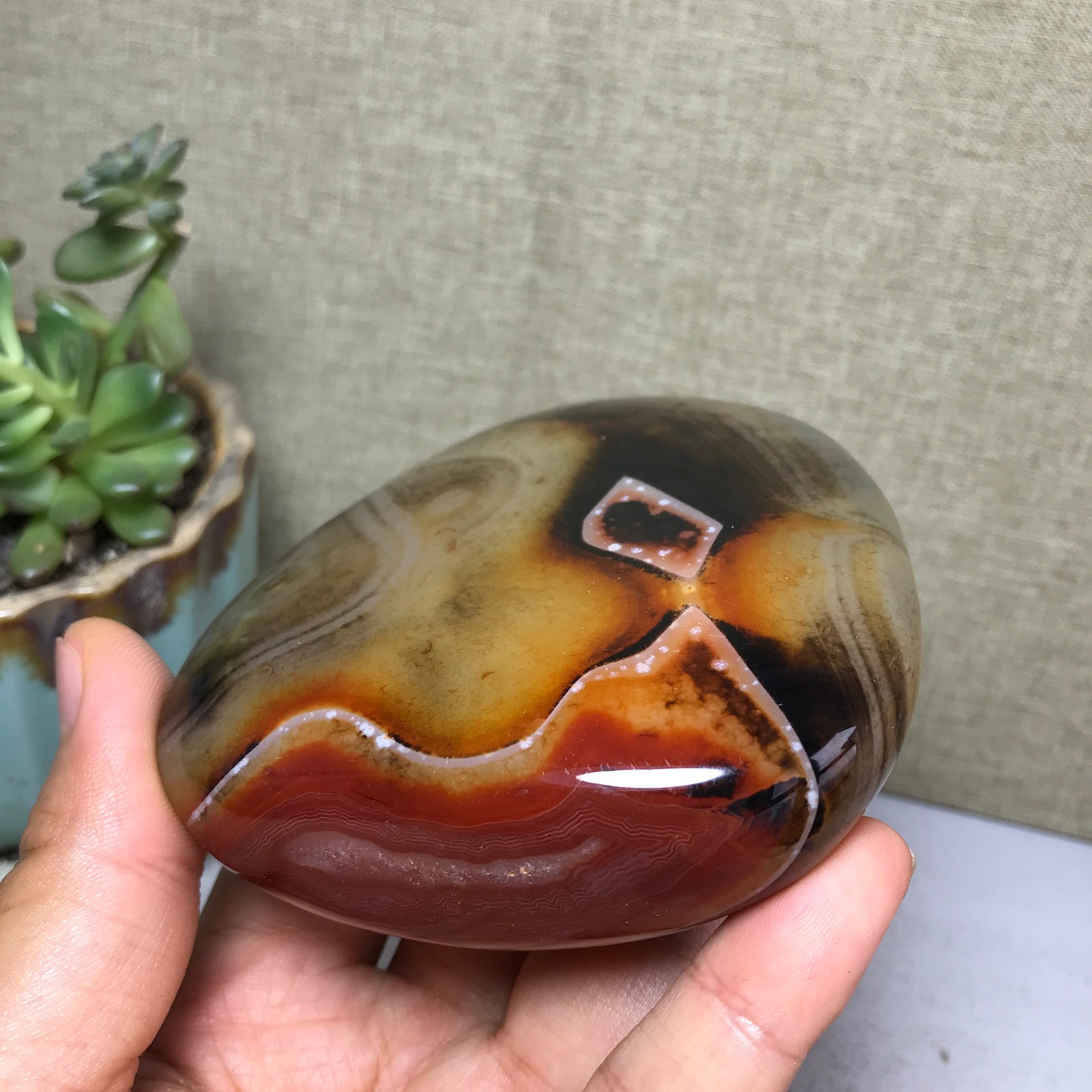 85mm Crazy Lace SILK Banded Agate Polished Crystal Specimen Tumbled 318g A5254