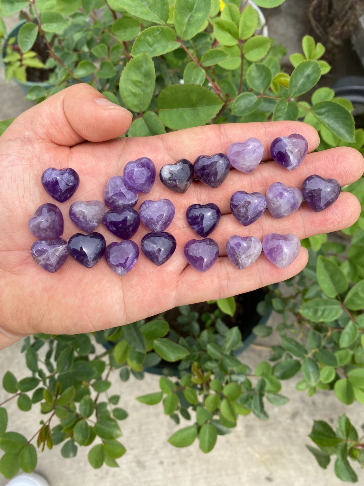 10pc Natural Dreamy Amethyst Mini Heart hand-carved quartz crystal reiki gift
