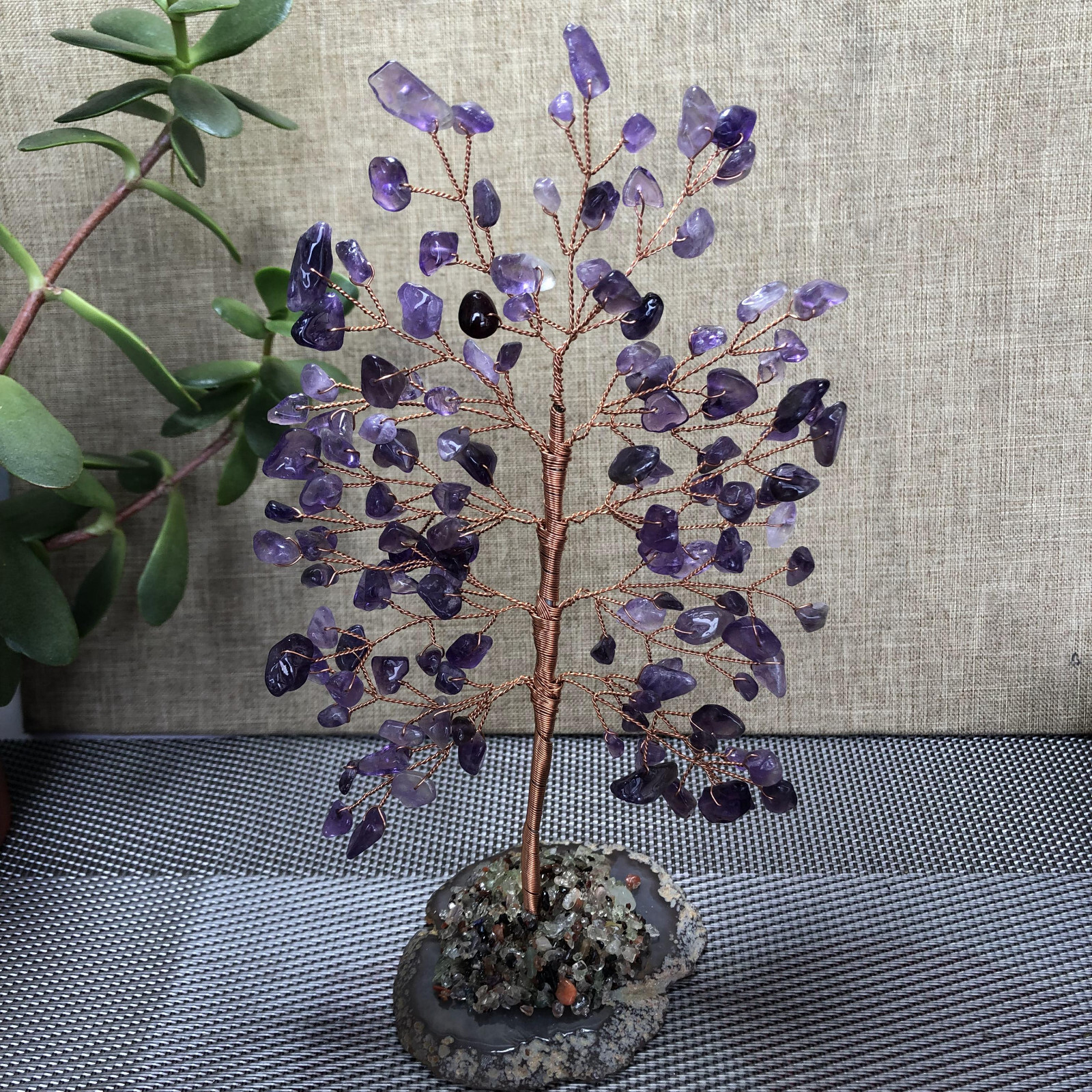 Natural beautiful crystal hand woven tree home decoration gift Dream Amethyst 18