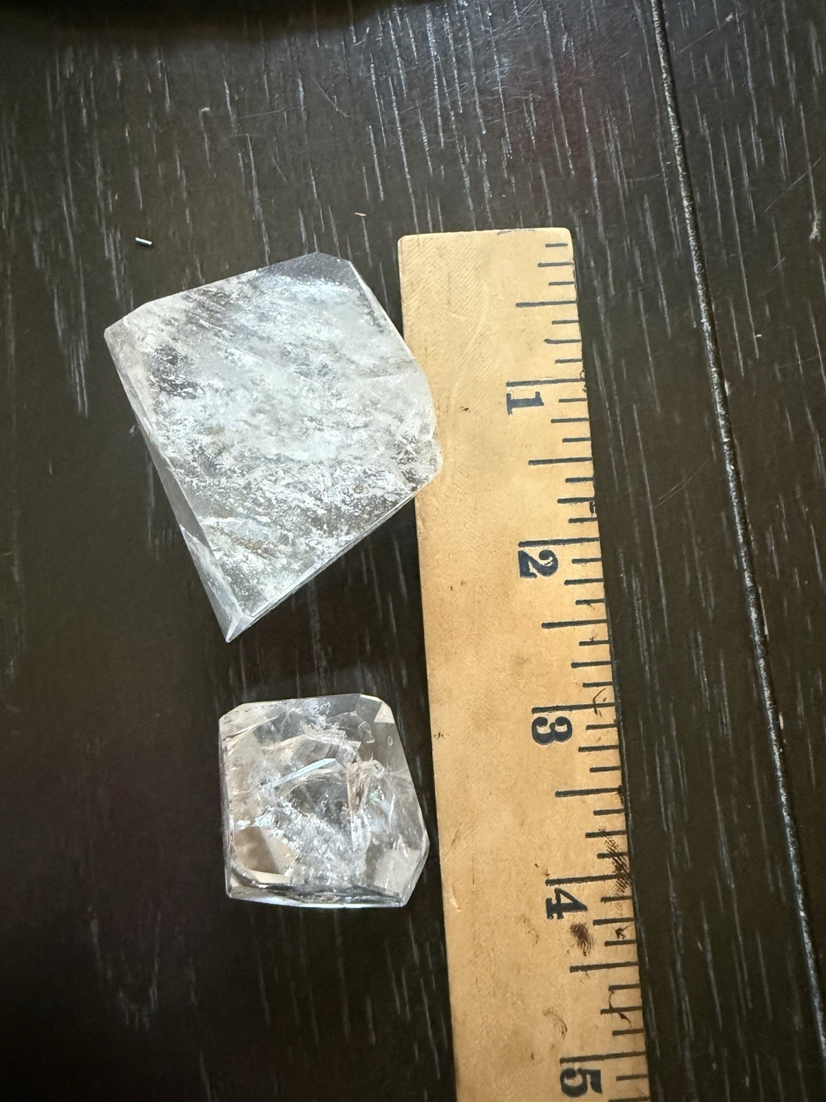 Lot Of 2 Faceted Polished HQ Clear Quartz Crystal Freeforms W/ Rainbows