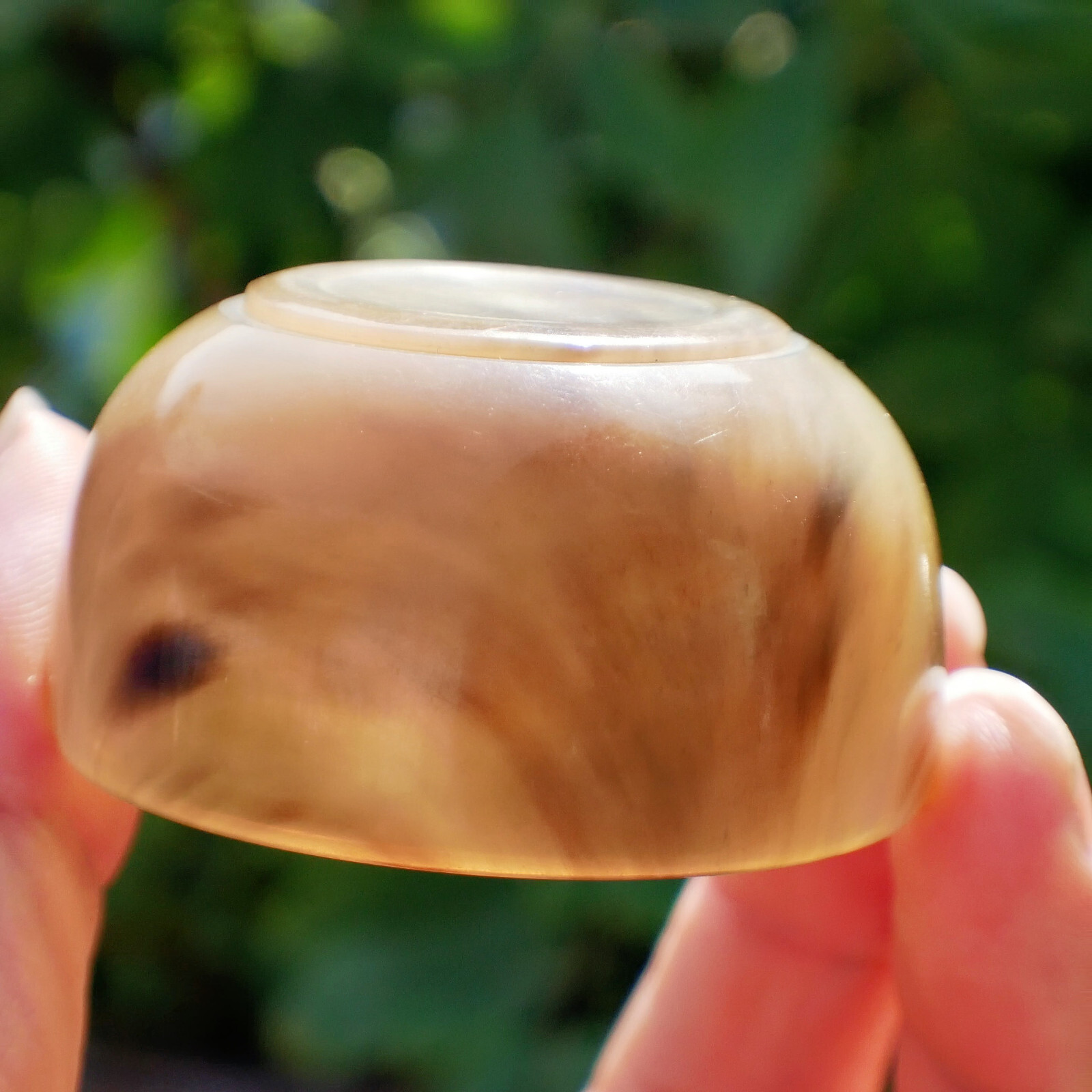 Natural Ox Horn Bowl Gemstone Crystal Quartz Dish Healing Sacral Chakra Reiki 1p