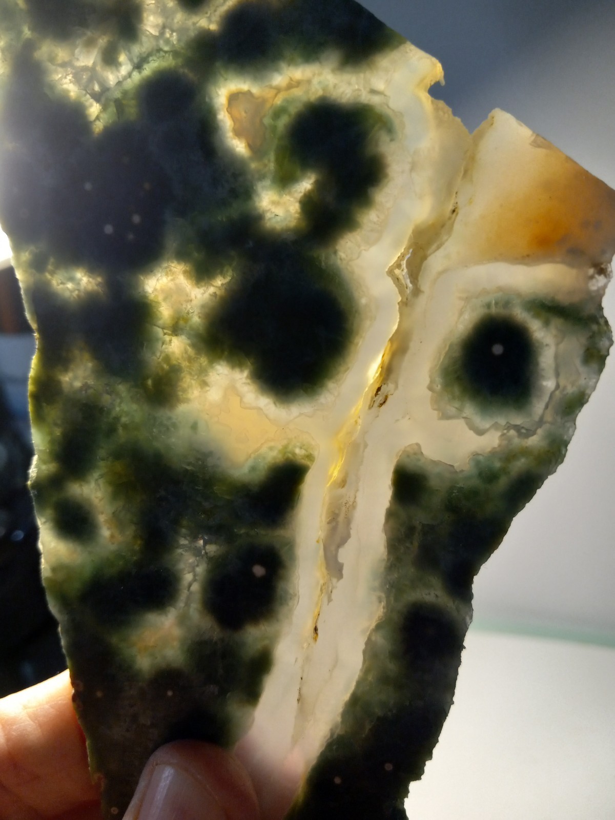Early Ocean Jasper Crystal Slab Large Rare Green 5″x 3″ 5/16″ Not Polished