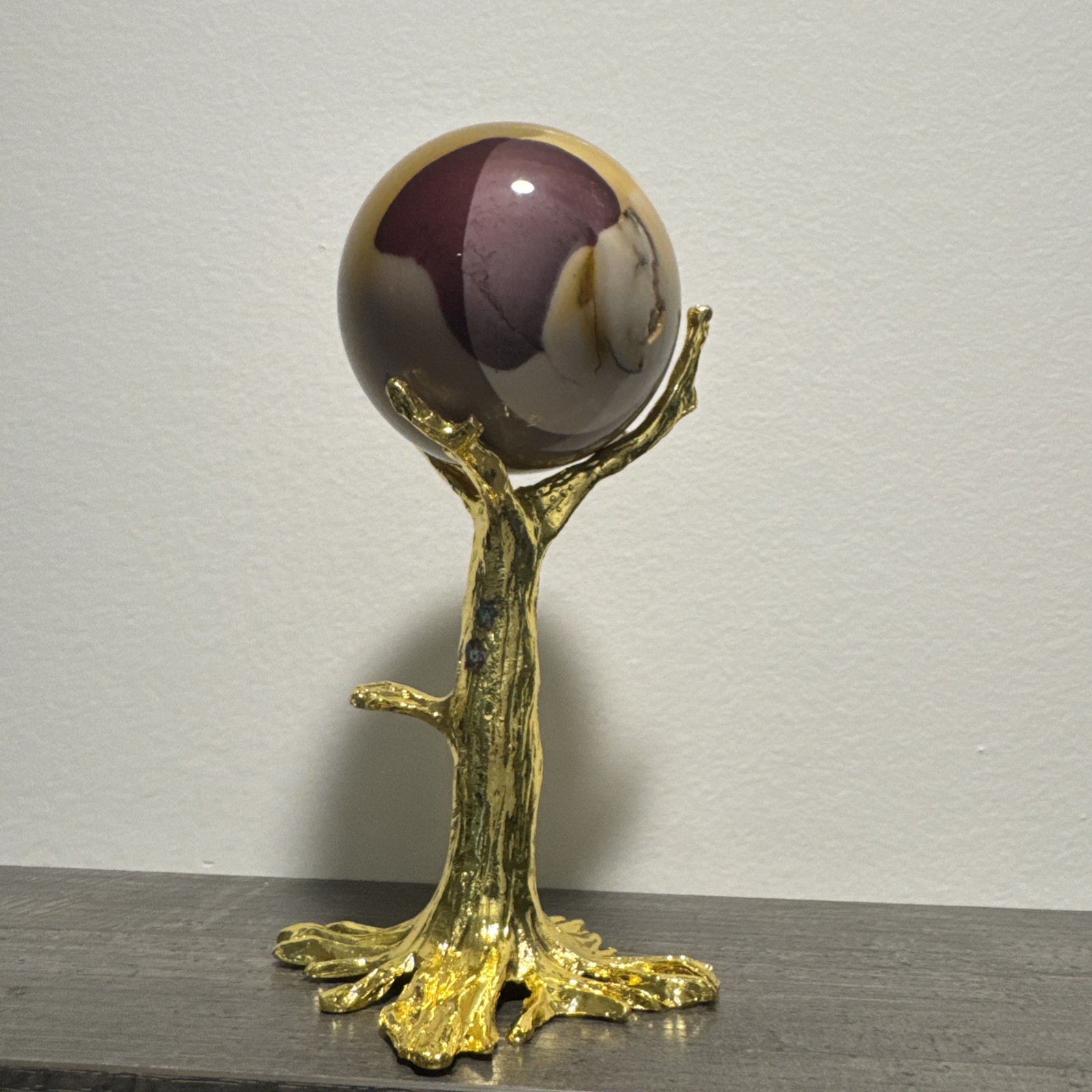 Mookaite Crystal Sphere On Metal Stand 317 Grams 63 mm