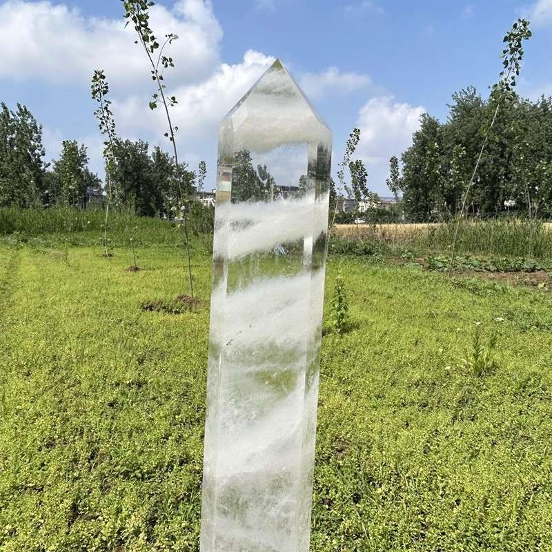 16.19LB Top Natural Clear Quartz Obelisk Crystal Tower Wand Point Reiki healing