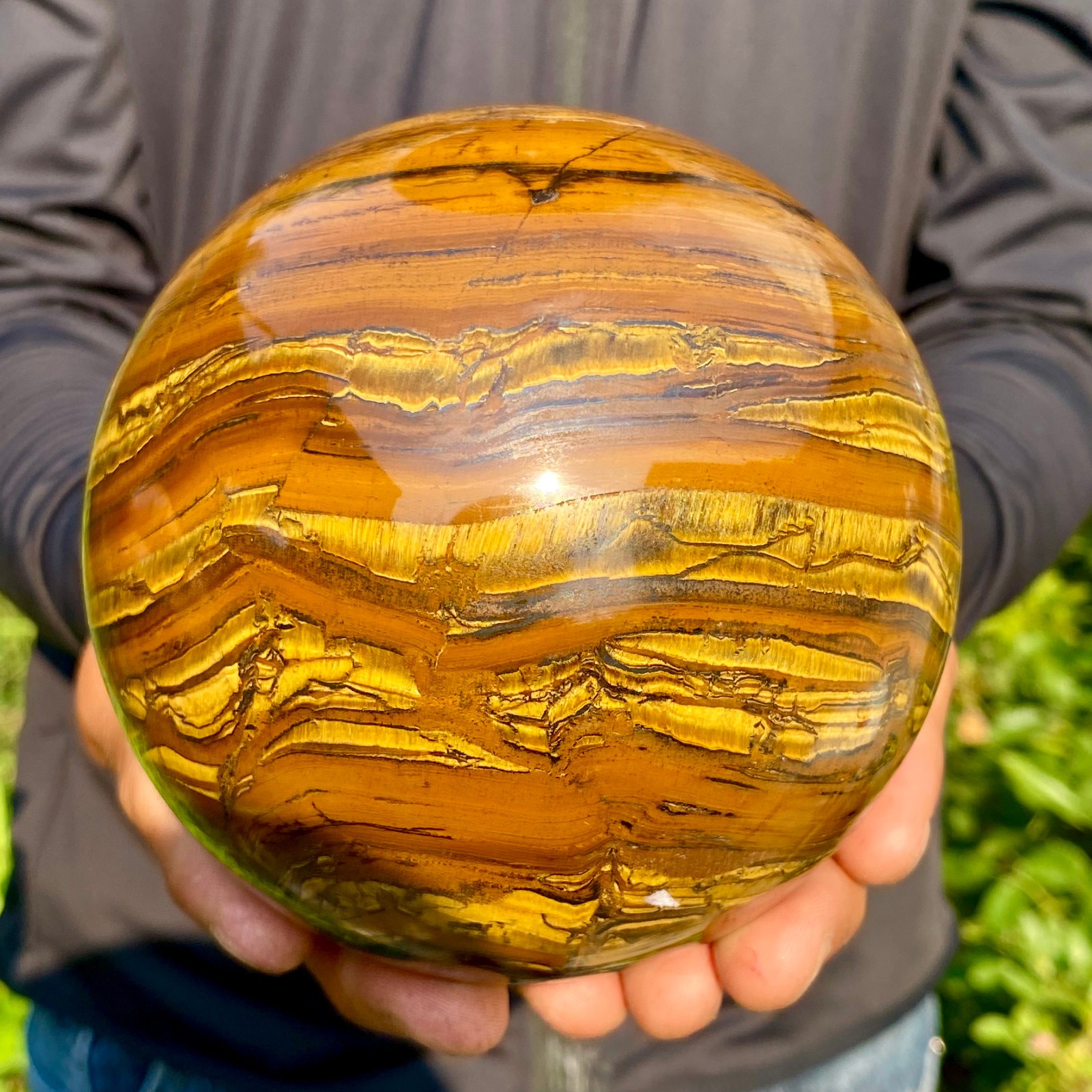 4.98LB Large Natural Tiger Eye Stone Crystal Ball Quartz Healing Sphere Décor