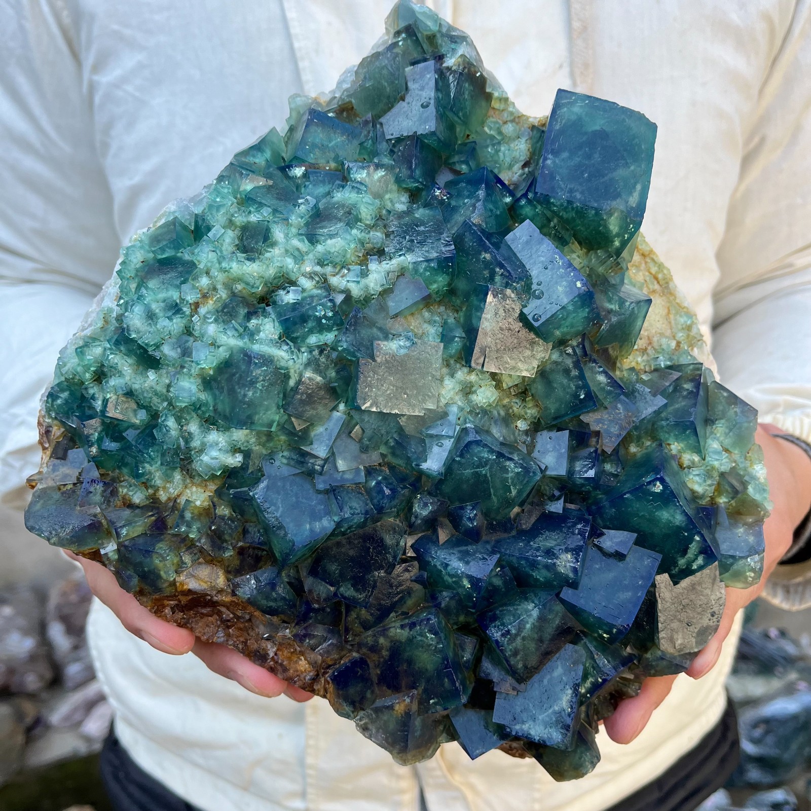 17.8lb Natural cubic green fluorite crystal clusters rough specimen Madagascar