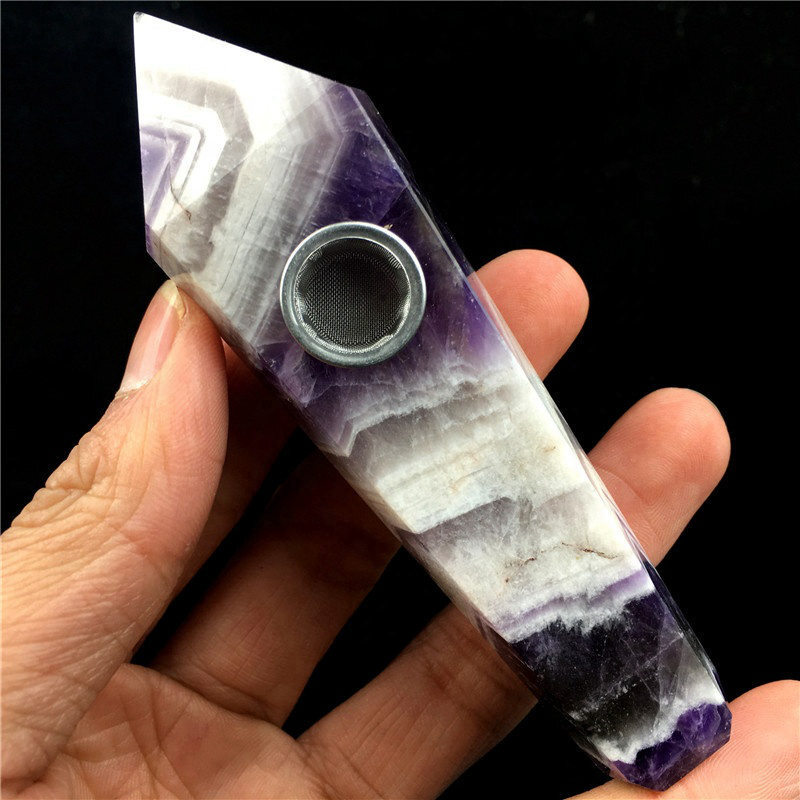 Raw Natural Quartz Tobacco Smoking Pipe Crystal Point Wand Healing Reiki Obelisk