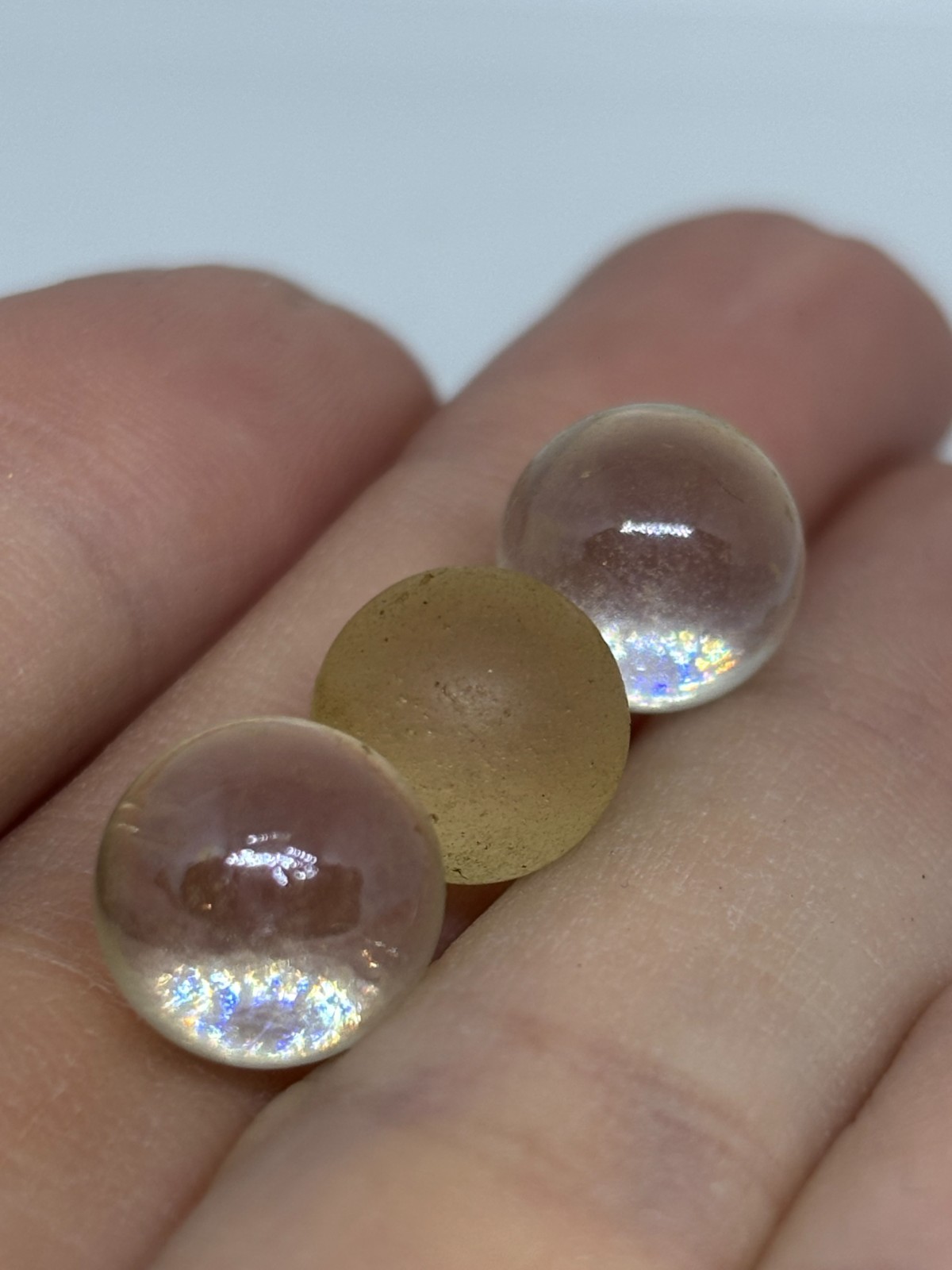 Lot x 3 Pcs Vintage Natural Citrine Quartz Mini Sphere Ball Orbs Marbles 9.5 mm
