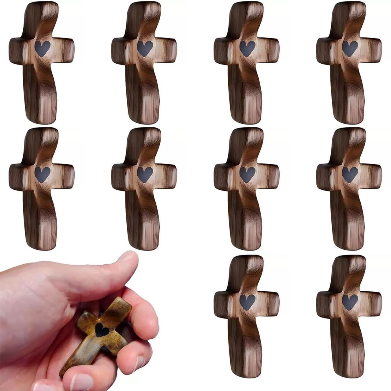 10 PCS Pocket Cross Heart Encouragement Religious Gift Comfort Stress Relief