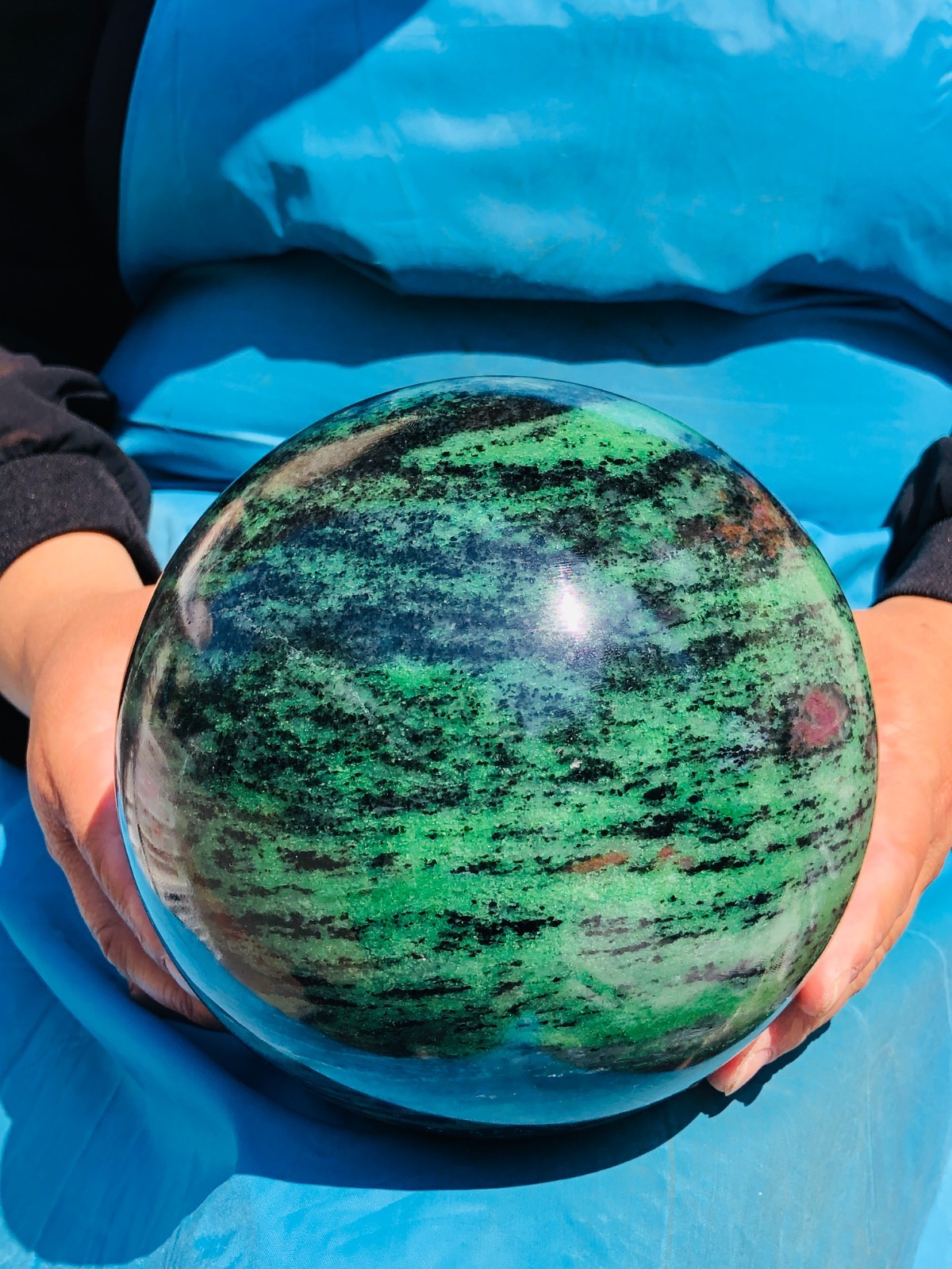 12.29 LB Large Natural Ruby Zoisite Sphere Crystal Healing Stone Specimen 5157