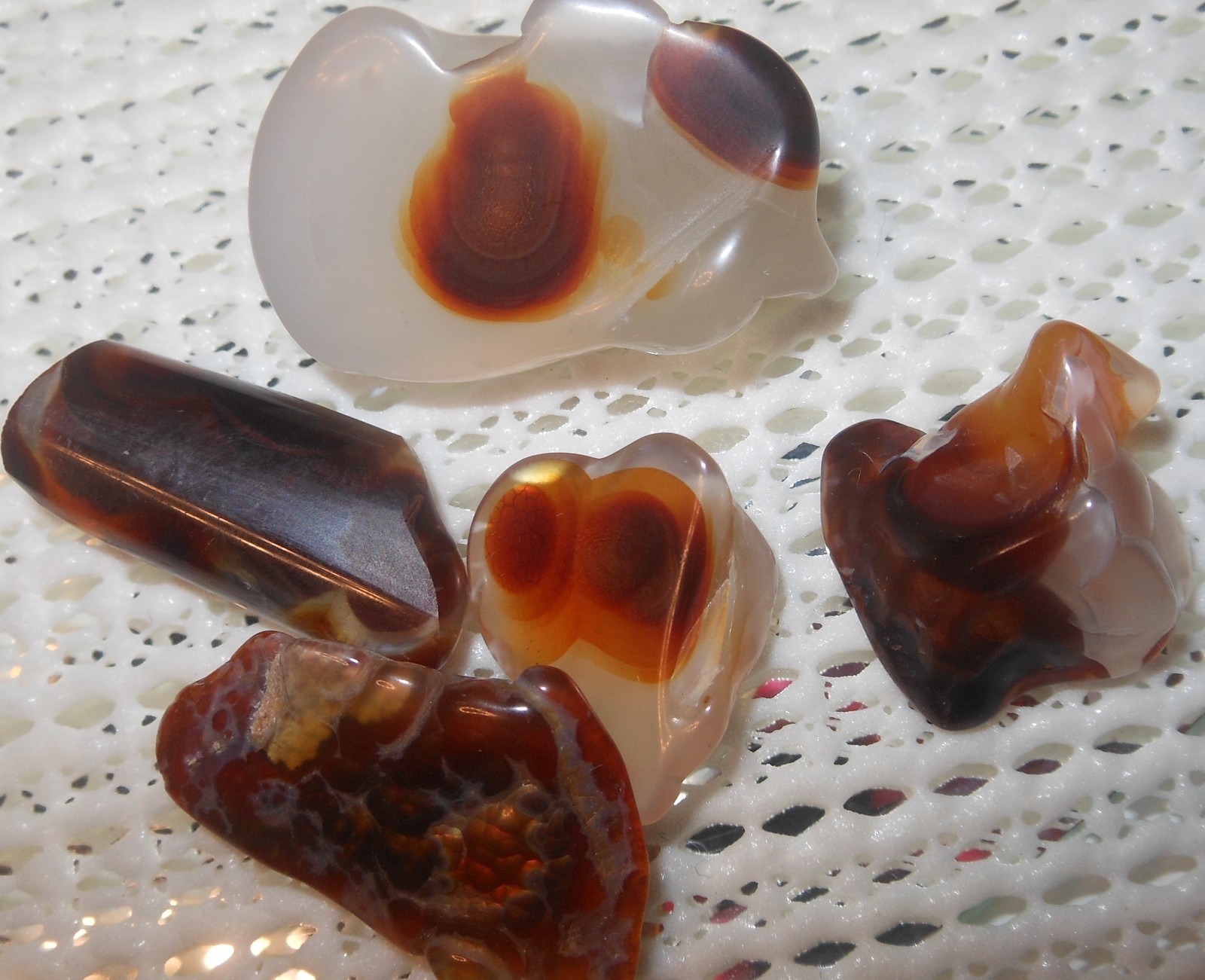 Mexican Fire Agate Lot 5 pieces @ 80ct total weight Tumble Polish unfinished