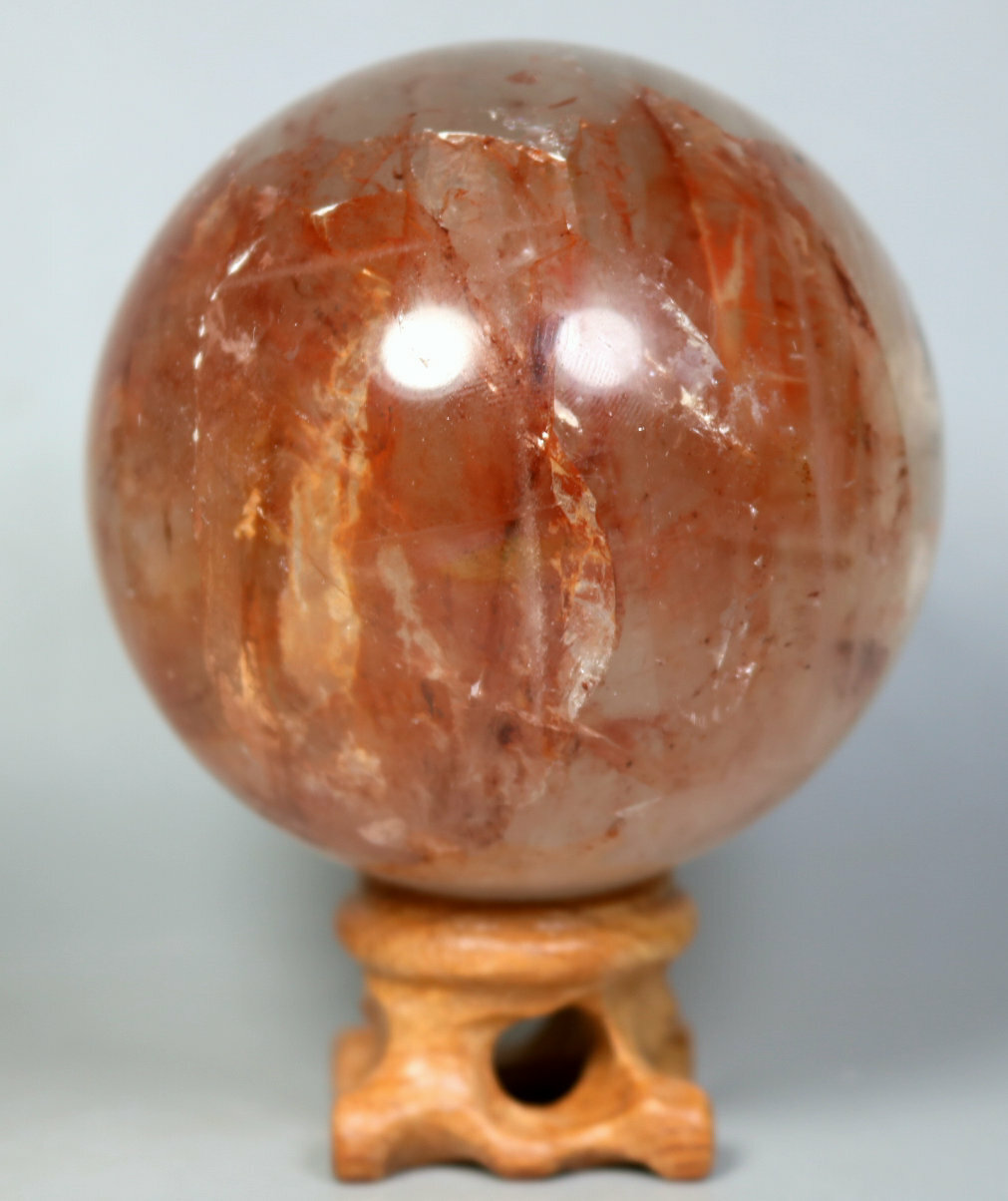 Natural RED FIRE QUARTZ Hematoid Crystal PHANTOM MULTI INCLUSIONS Sphere / Stand