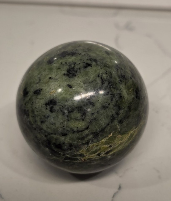 Natural Green Jade / Serpentine Sphere 58mm And Bloodstone Sphere 36mm
