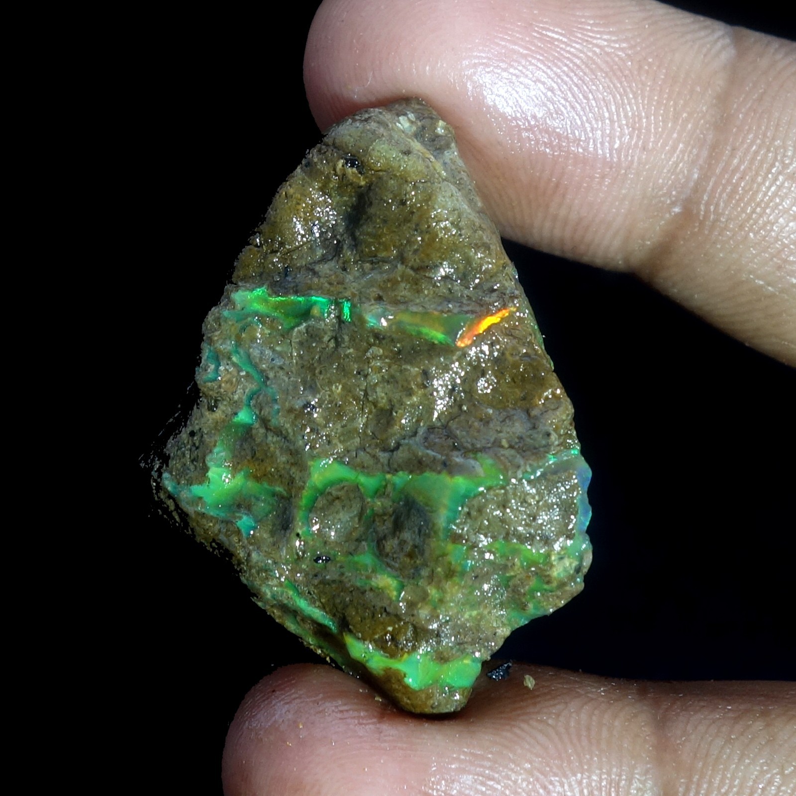 AA+ Ethiopian Oli Opal Rough Entreated Welo Opal Multi Fire Color Flash 64.40Cts