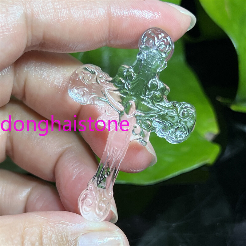 Gem grade Quartz Jesus cross Skull Quartz Crystal Skull Healing Pendant Gift 1PC